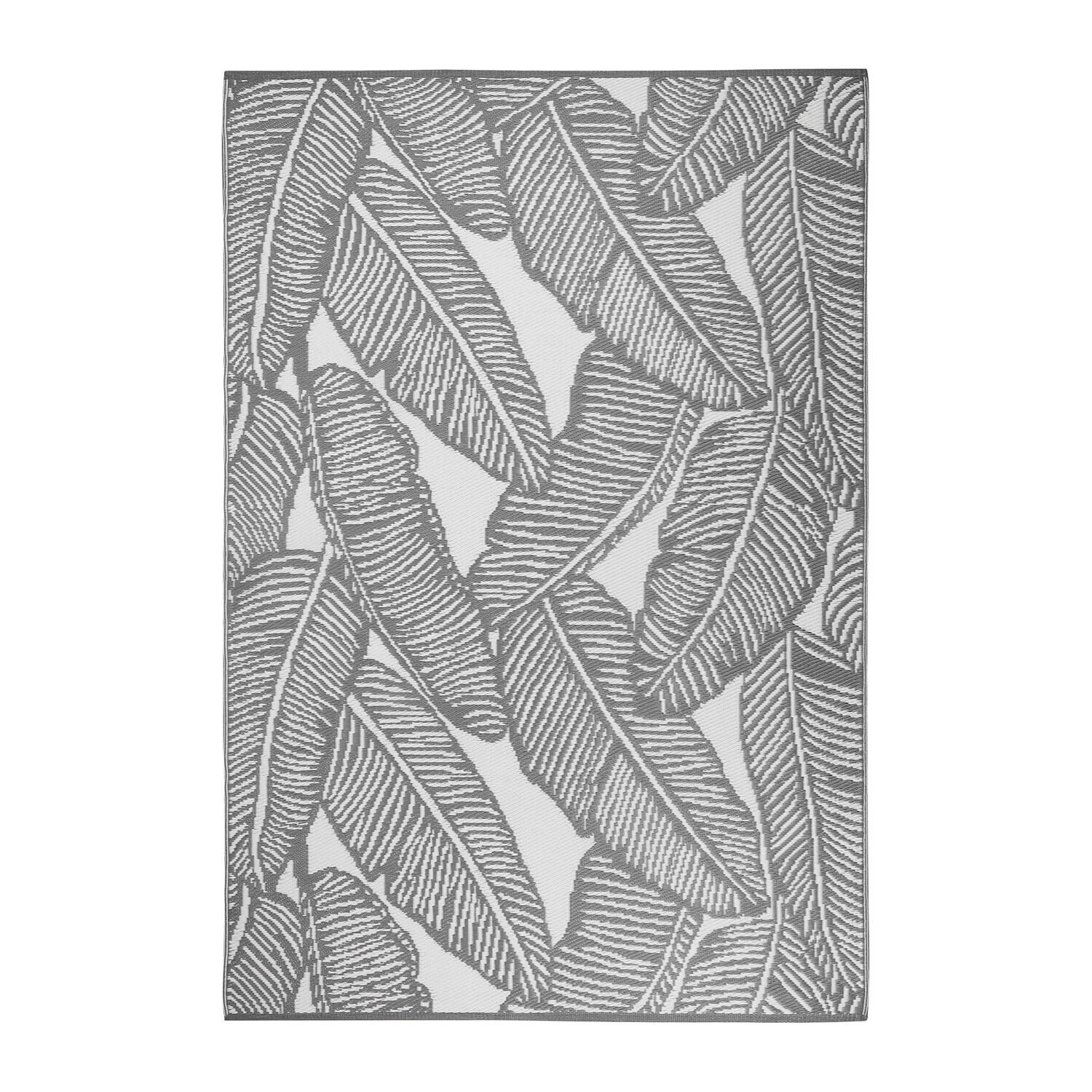 Fine Leaf Outdoor Rug - Charcoal Image 2
