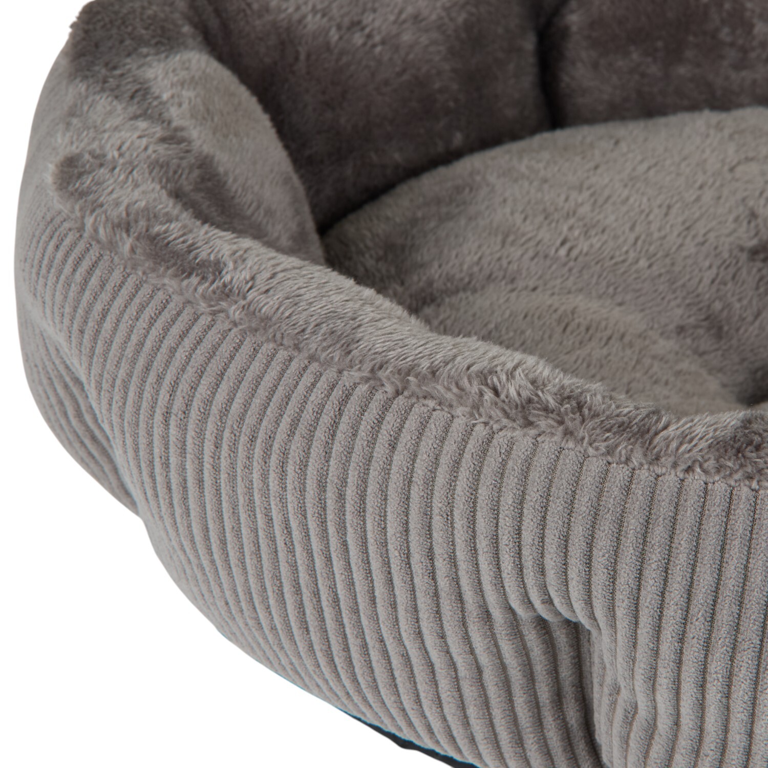 Round Corduroy Pet Bed Grey Medium Image 3
