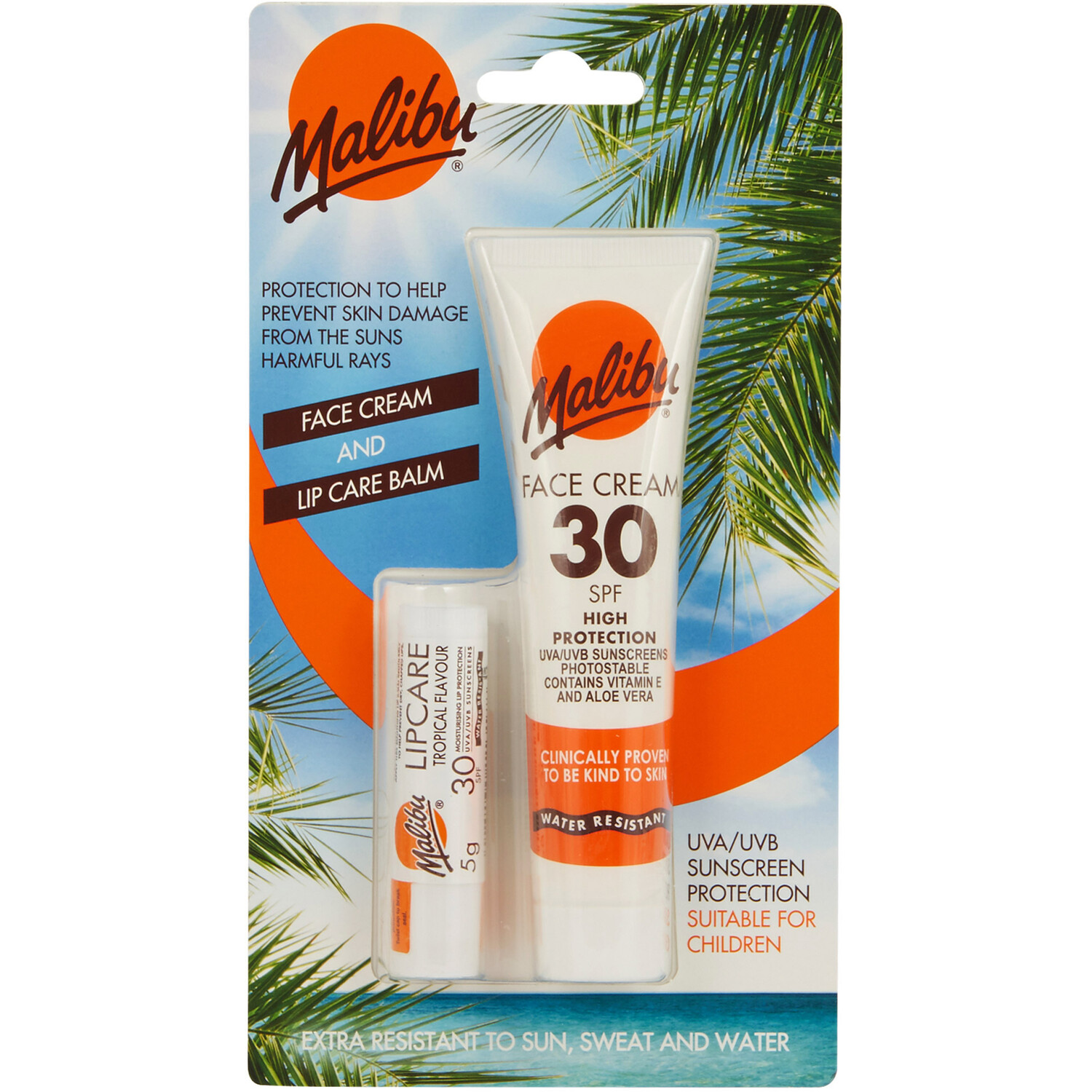 Malibu 30 SPF Face Cream and Lip Care Image 1