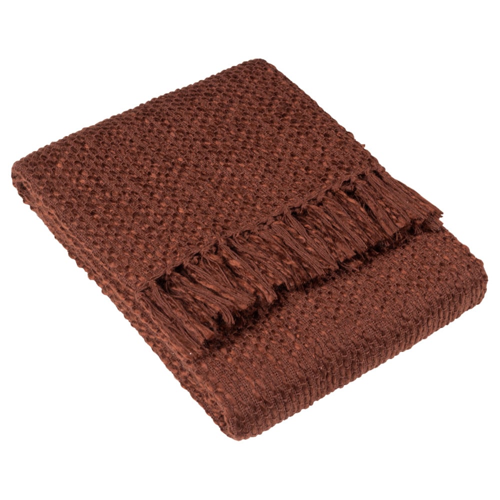 Hoem Morni Chestnut Woven Tasselled Throw 130 x 180cm Image 1