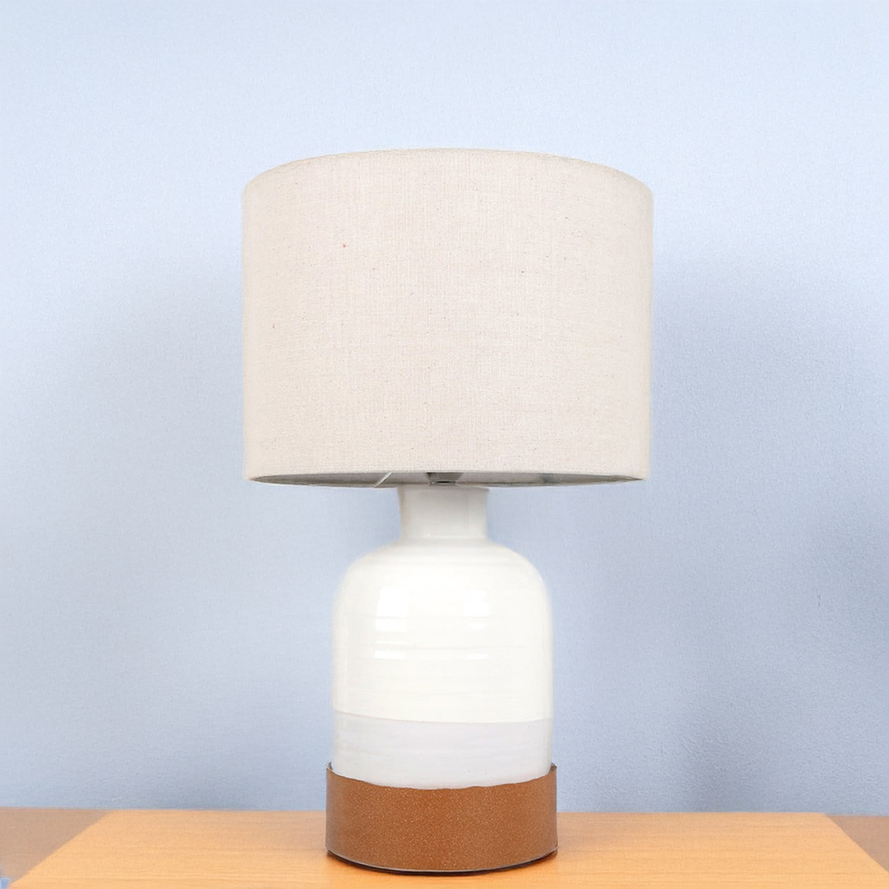 White and Amber Rustic Table Lamp Image 2