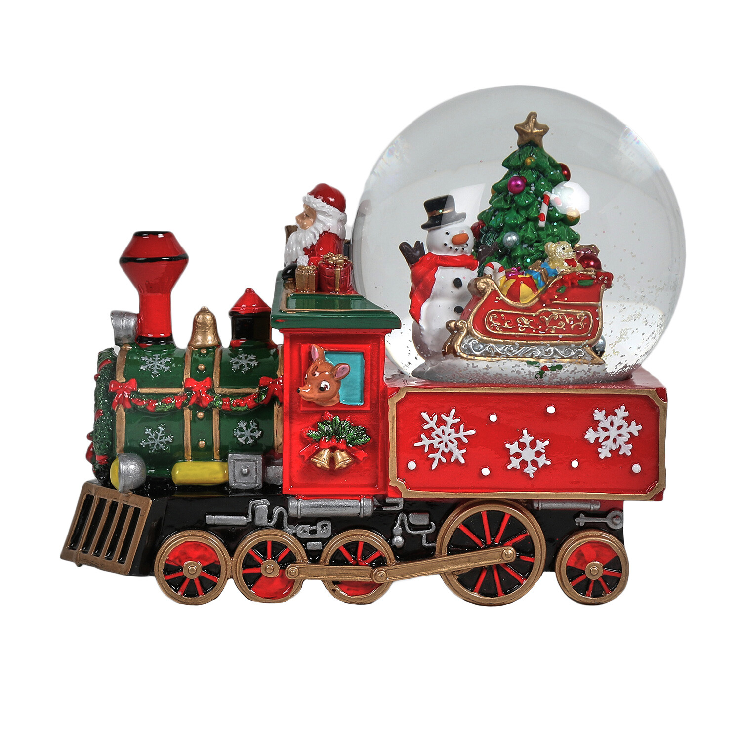 Traditional Red Santa Train Snowglobe Decoration Image 1