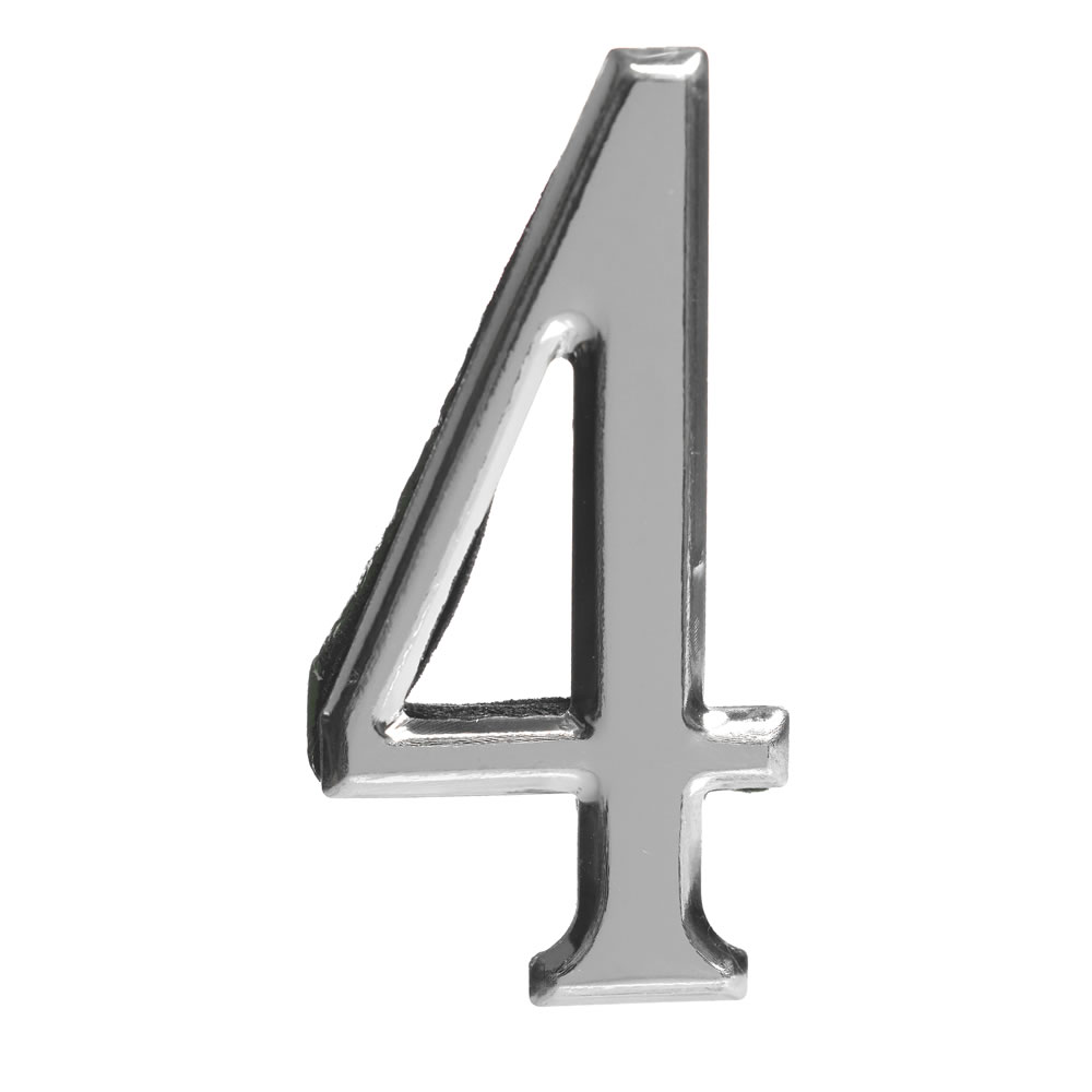 Wilko Self Adhesive Silver Effect Number 4 Sign Image