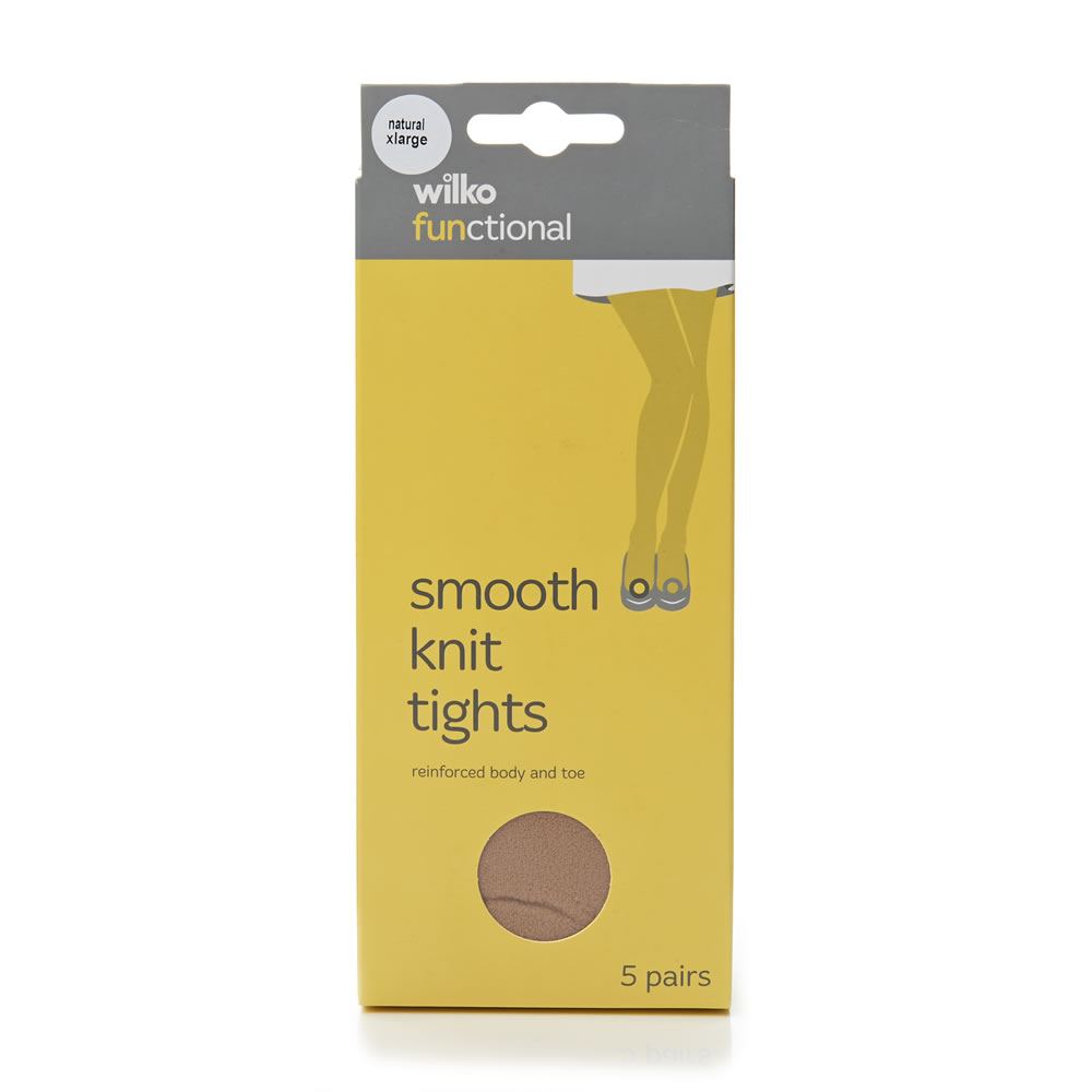 Wilko Functional Smooth Knit Tights Natural Extra Large 5 pack Image