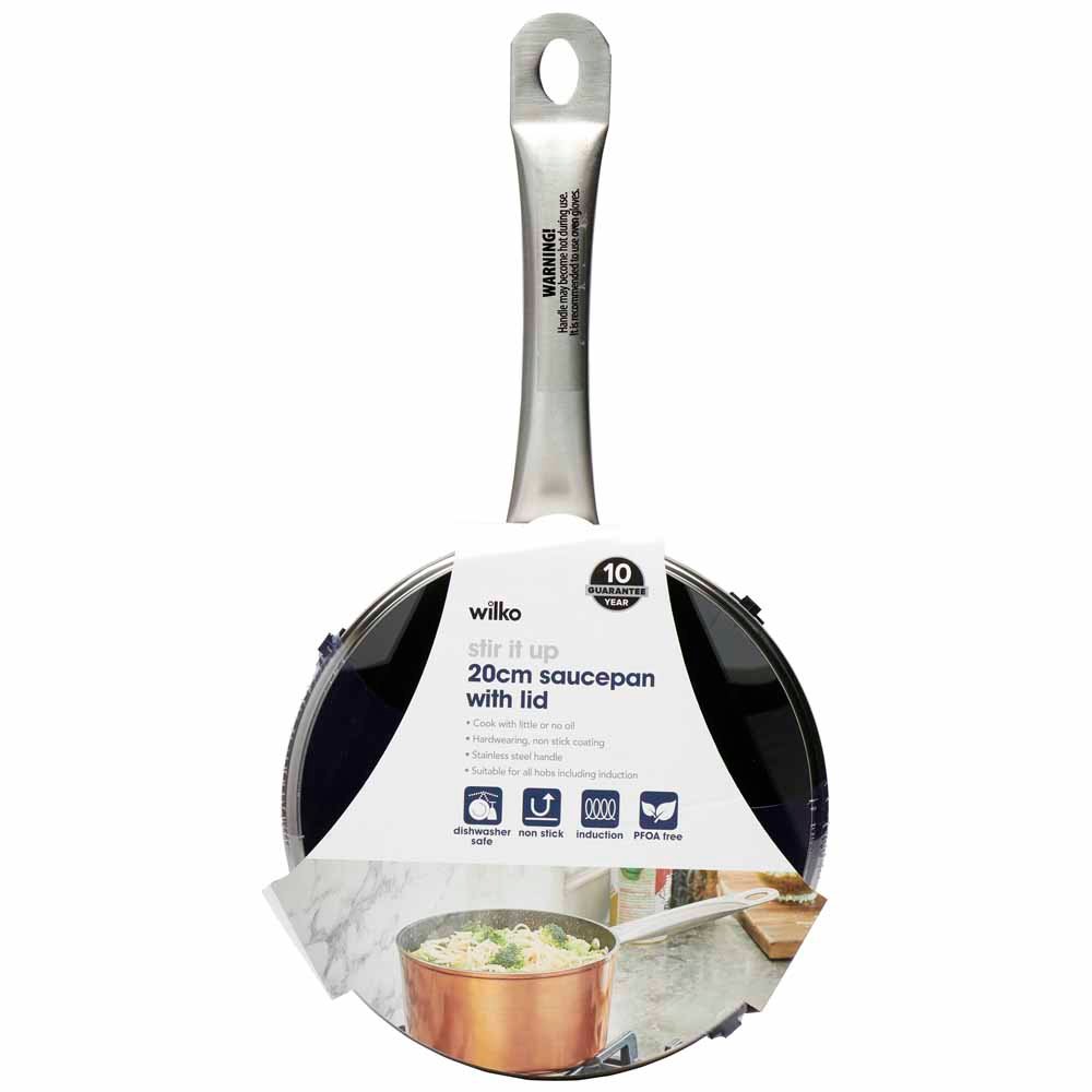 Wilko Copper Effect Shot Blast Saucepan with Lid 20cm Wilko