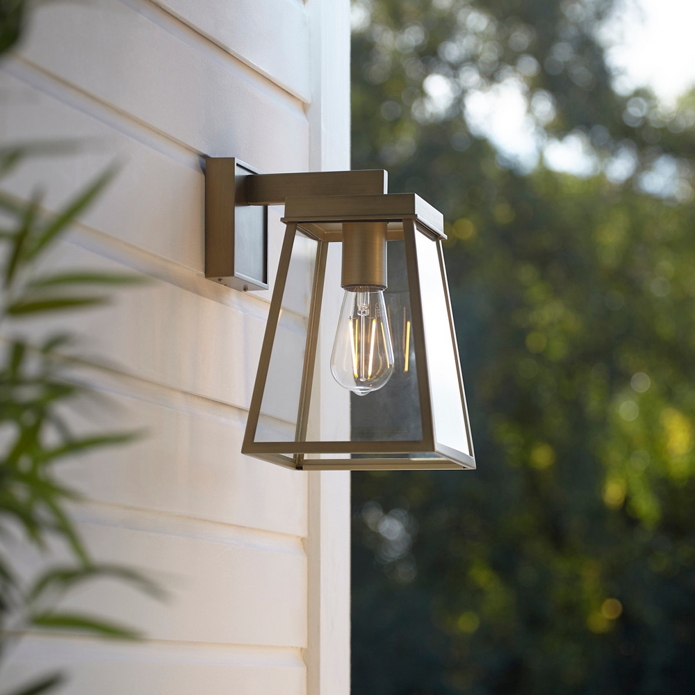 Merano Venice Brushed Gold Clear Glass Outdoor Wall Lantern Image 7