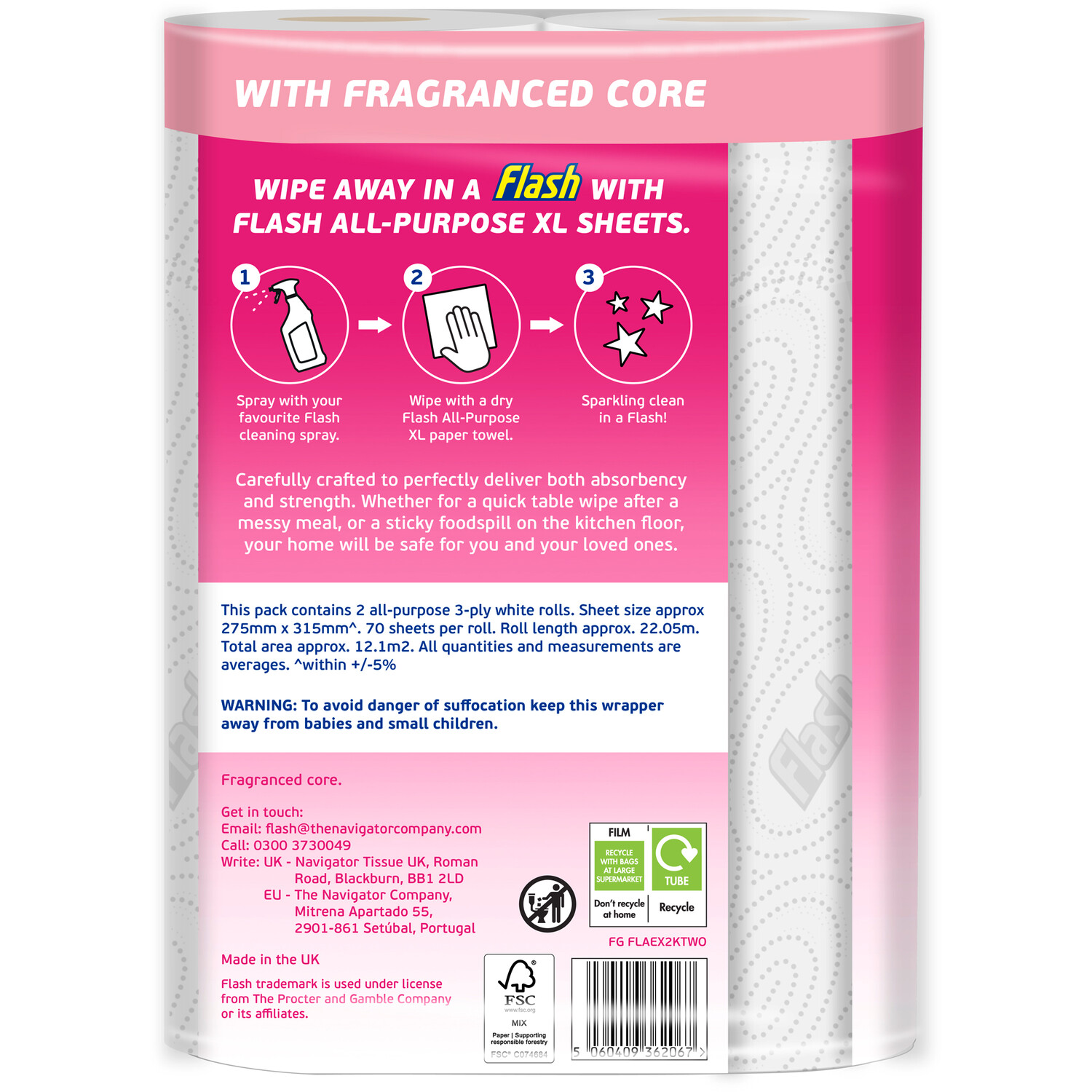 Pack of 2 Flash XL Kitchen Towel Rolls Image 2