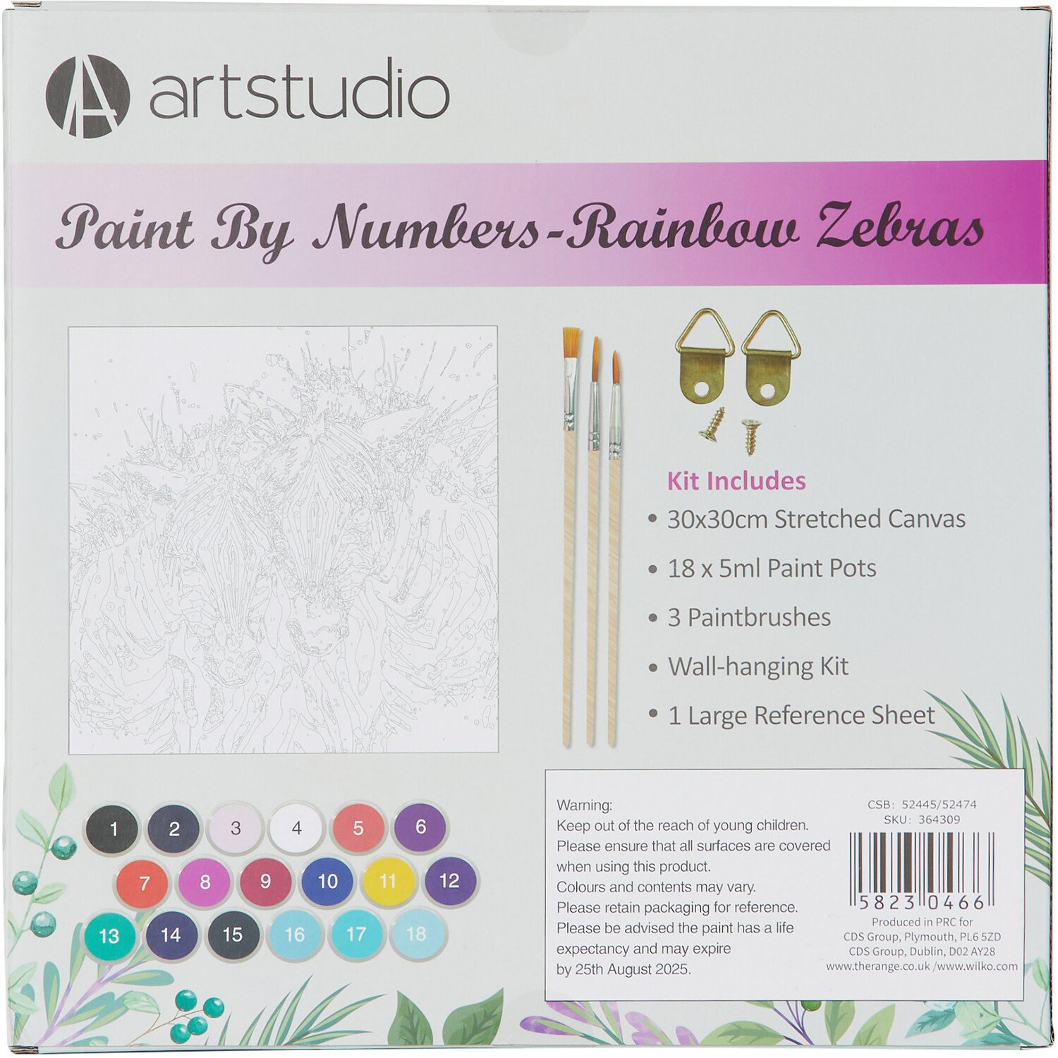 Art Studio Paint by Numbers - Rainbow Zebras Image 2