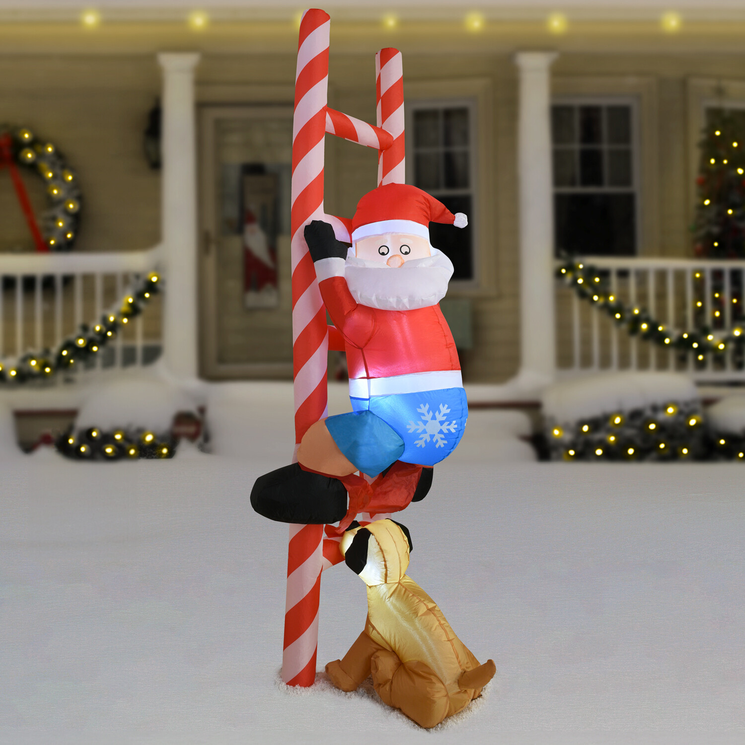 Christmas Inflatable Ladder Santa Red Image 1