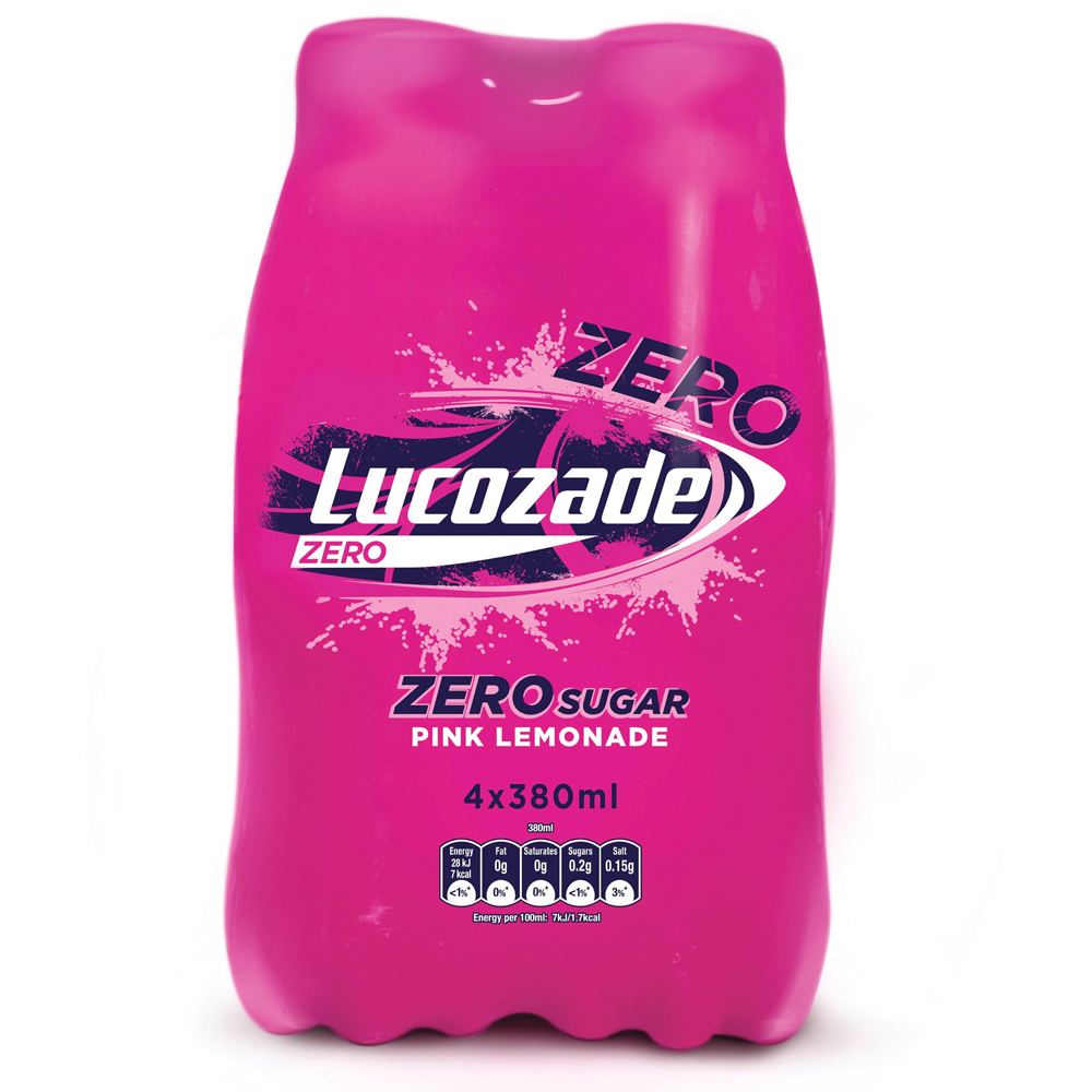 Lucozade Energy Pink Lemonade Zero 4 x 380ml Image
