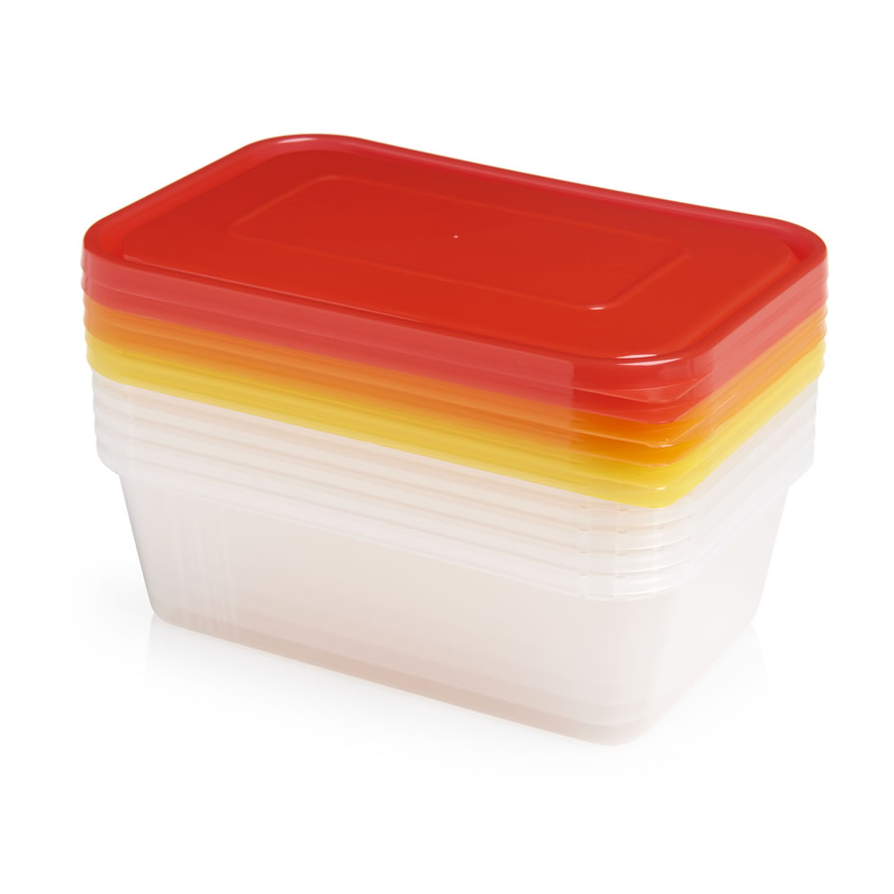 Wilko Plastic Containers with Colourd Lids 6 pack Image