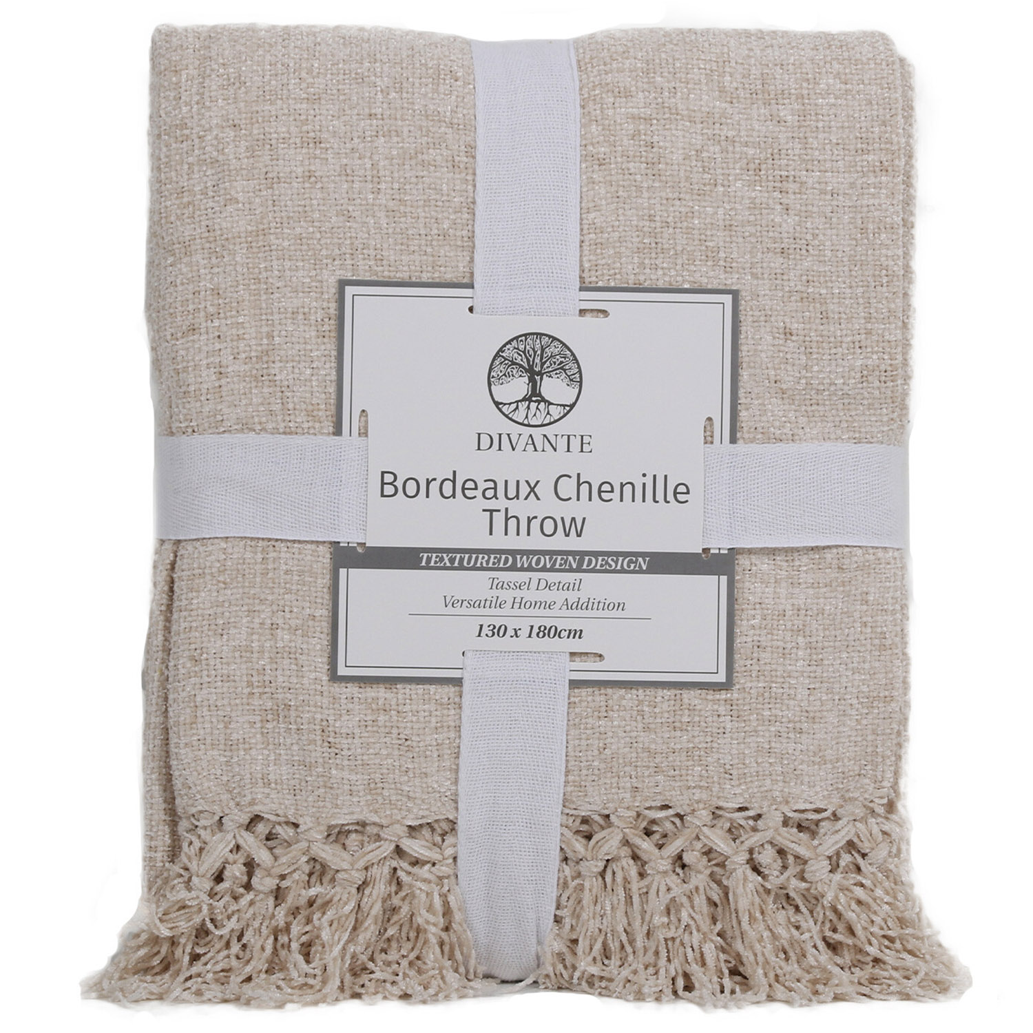 Divante Bordeaux Chenille Natural Throw 130 x 180cm Image