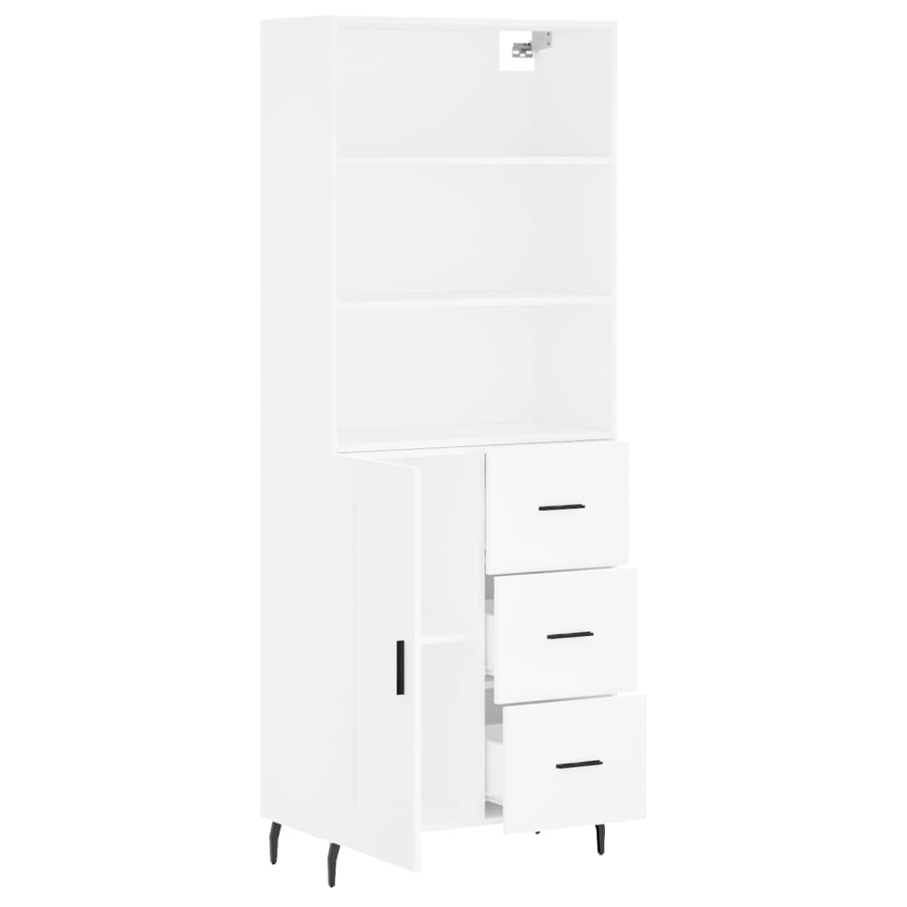 vidaXL Single Door 3 Drawer 3 Shelf White Highboard Image 4