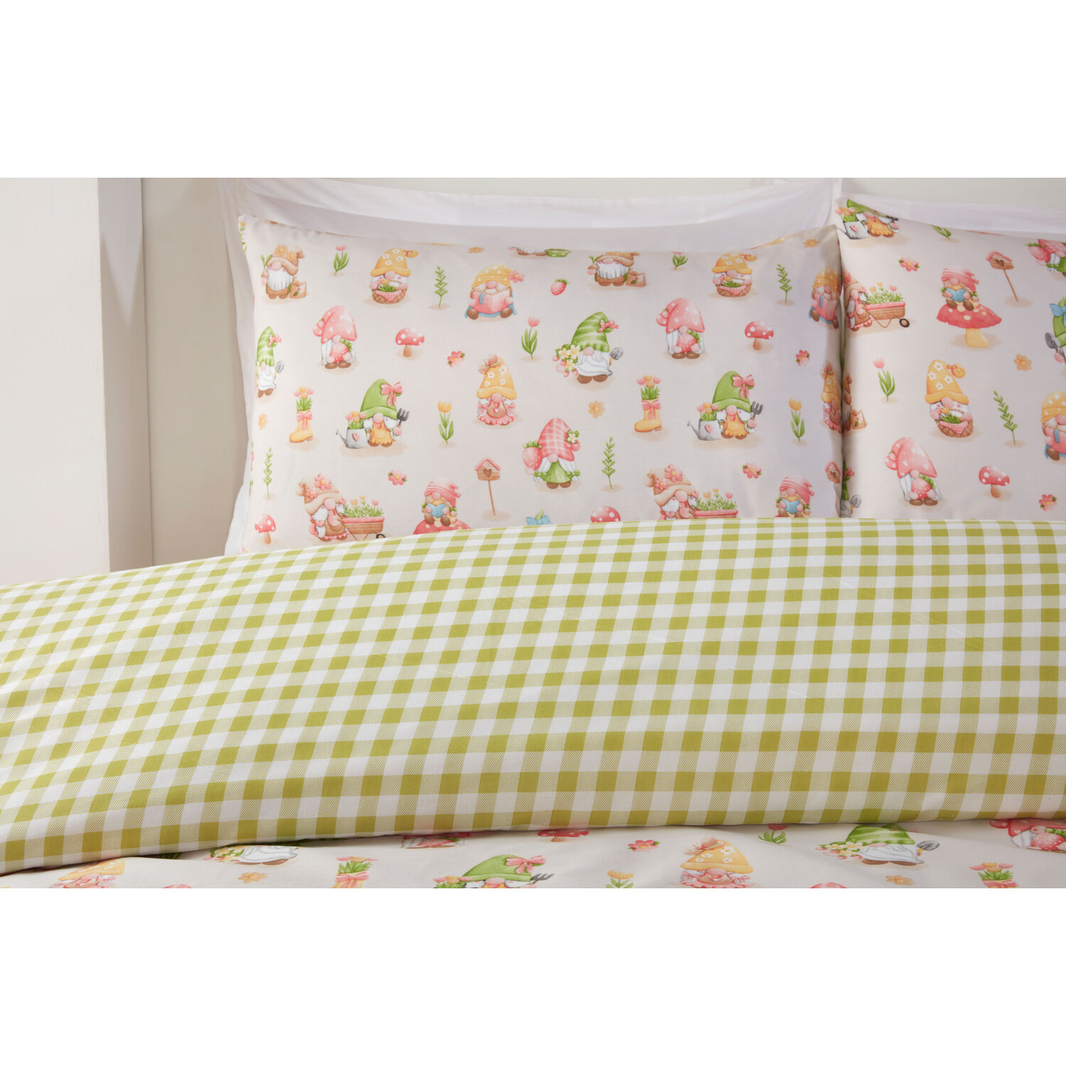 Spring Gnomes Duvet Cover and Pillowcase Set - Natural / Double Image 3