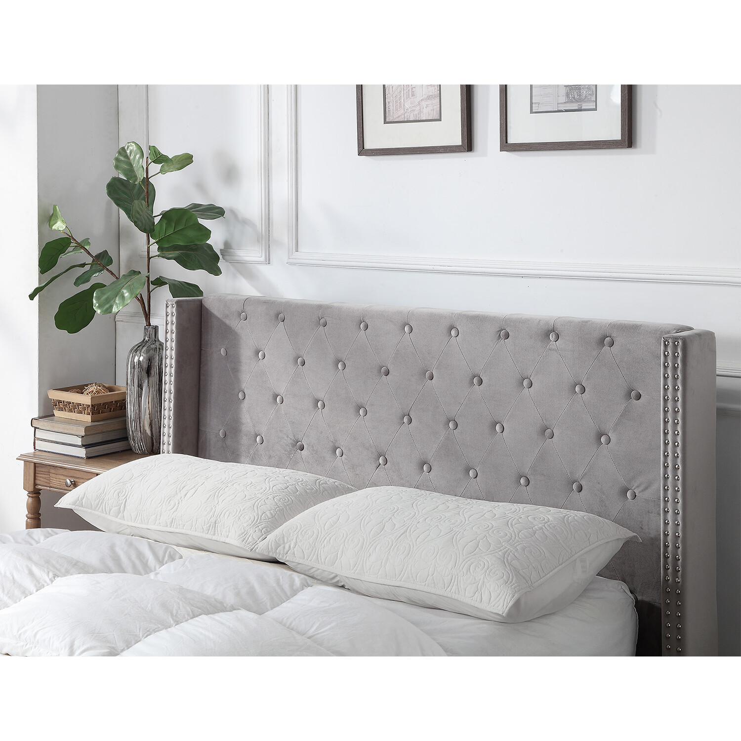 Darcy King Size Grey Brushed Velvet Ottoman Bed Image 4