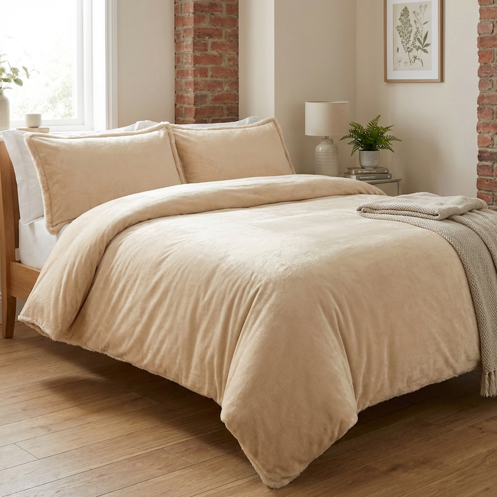 Selena Velvet Duvet Set Natural King Image 5