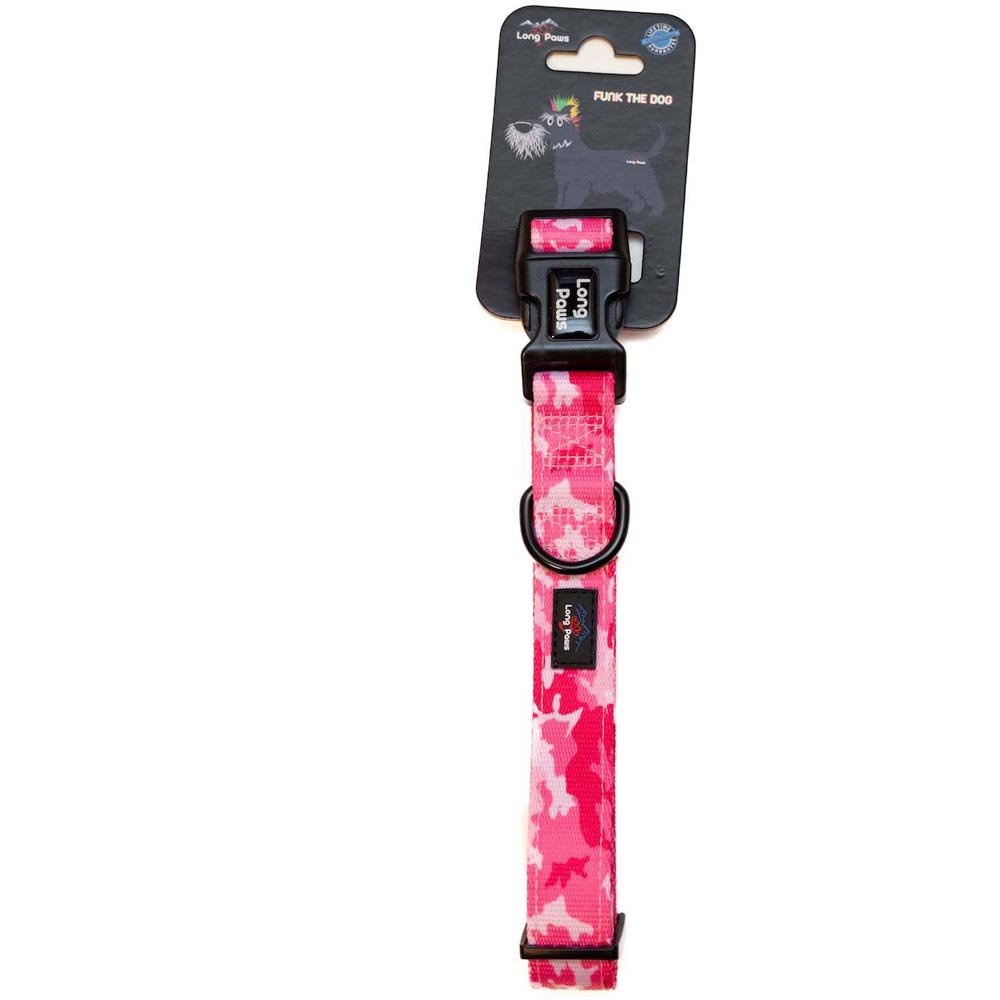 Long Paws Dog Collar Pink Camo Small Image 3
