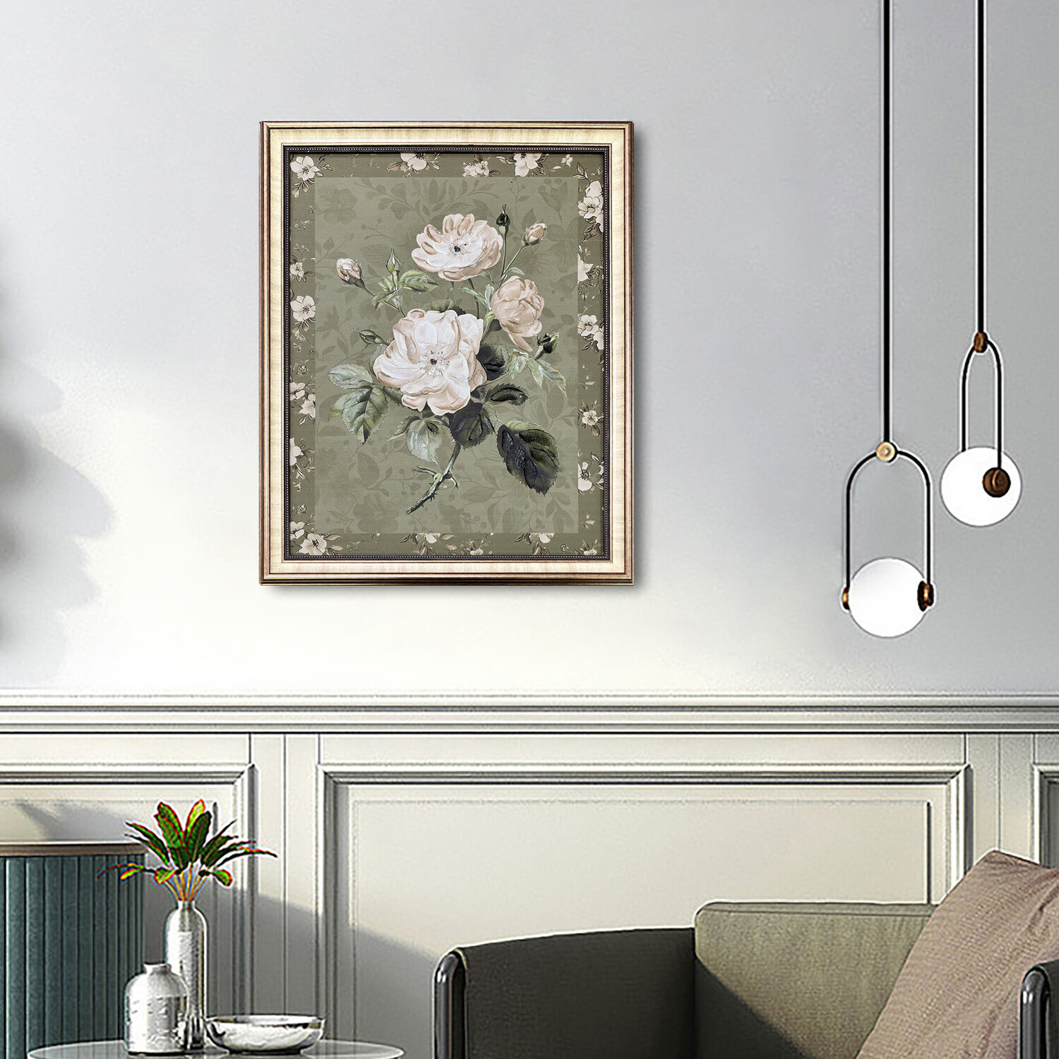 Antique Style Floral Framed Art Image 3
