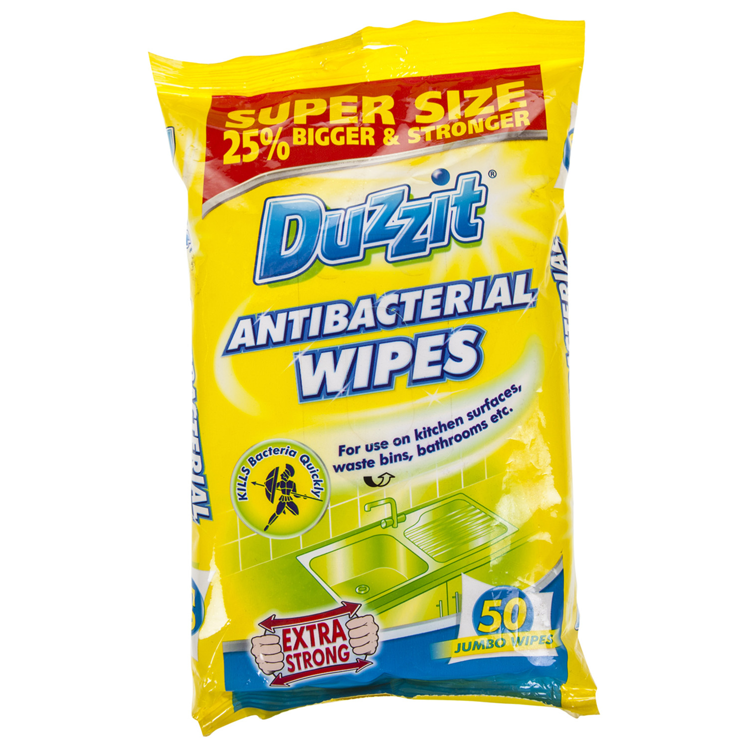 Duzzit Antibacterial Jumbo Wipes 50 Pack Image