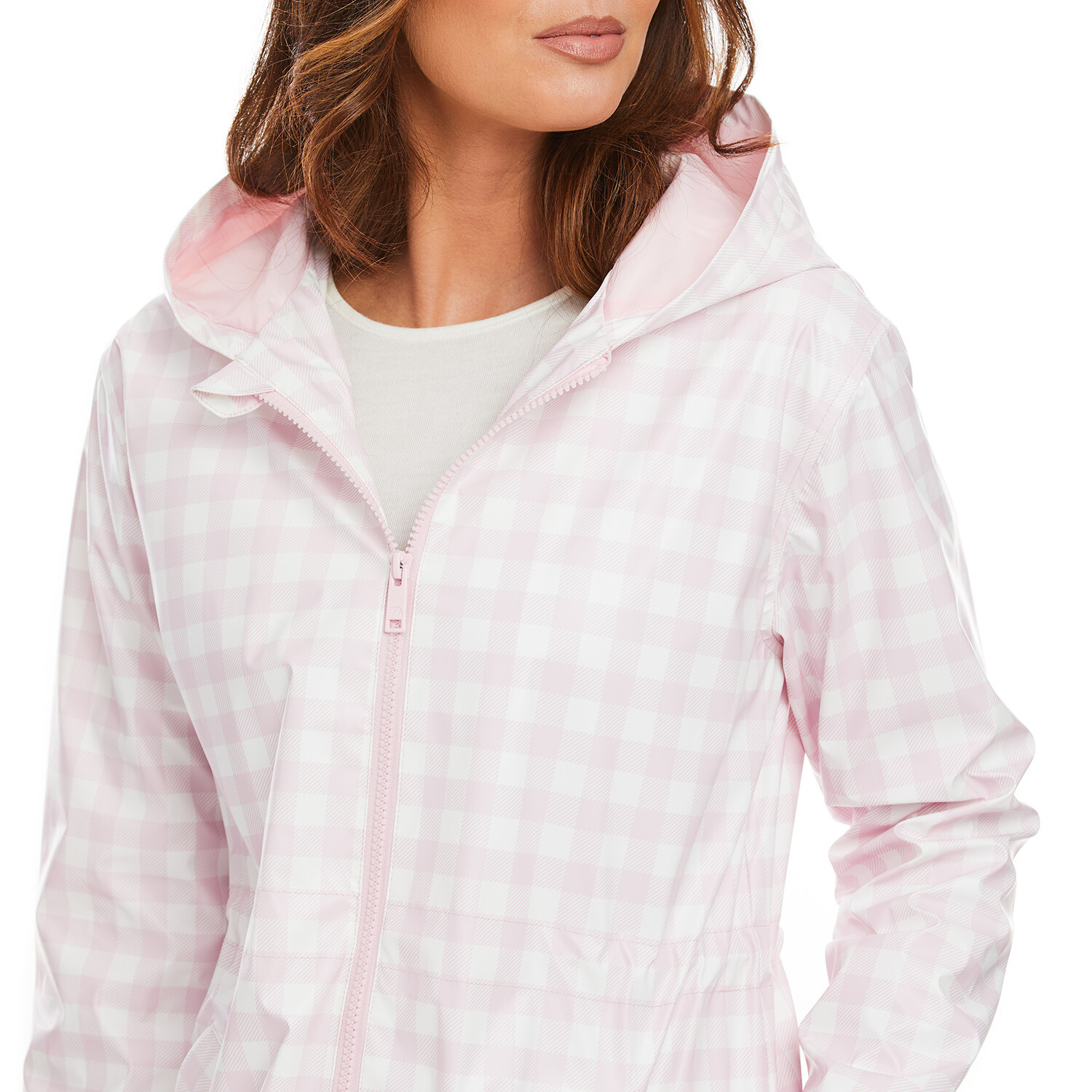 Ladies Sue Gingham Rain Coat - Pink / 10 Image 3