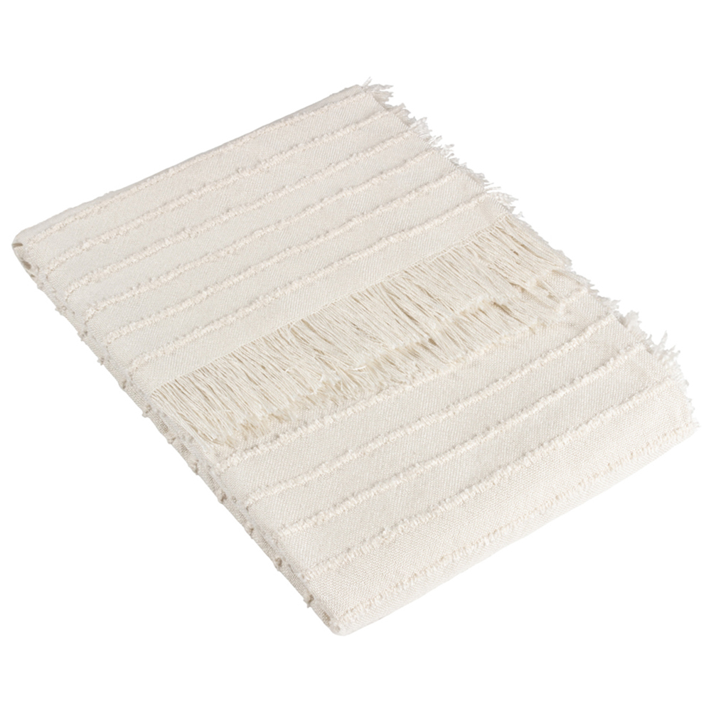 furn. Hazie Natural Woven Fringed Throw 130 x 180cm Image 1