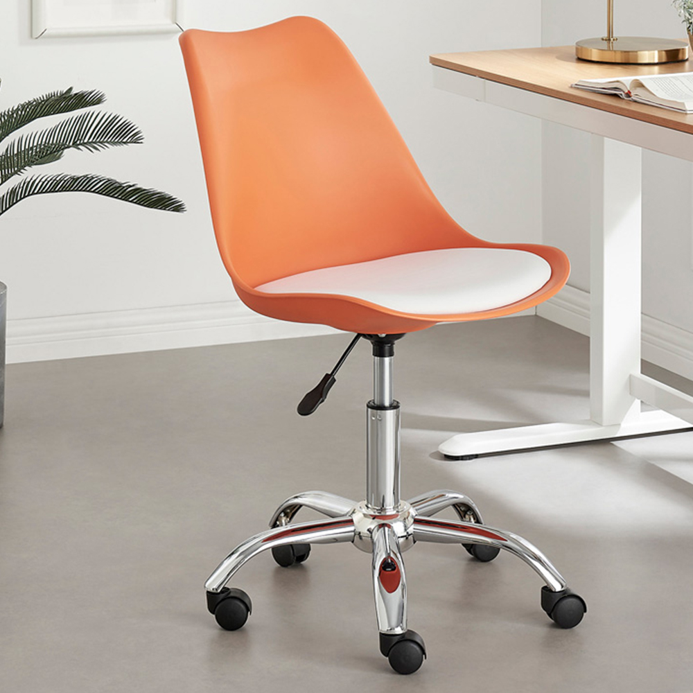 Furniturebox Otto Orange Faux Leather Swivel Office Chair Image 1