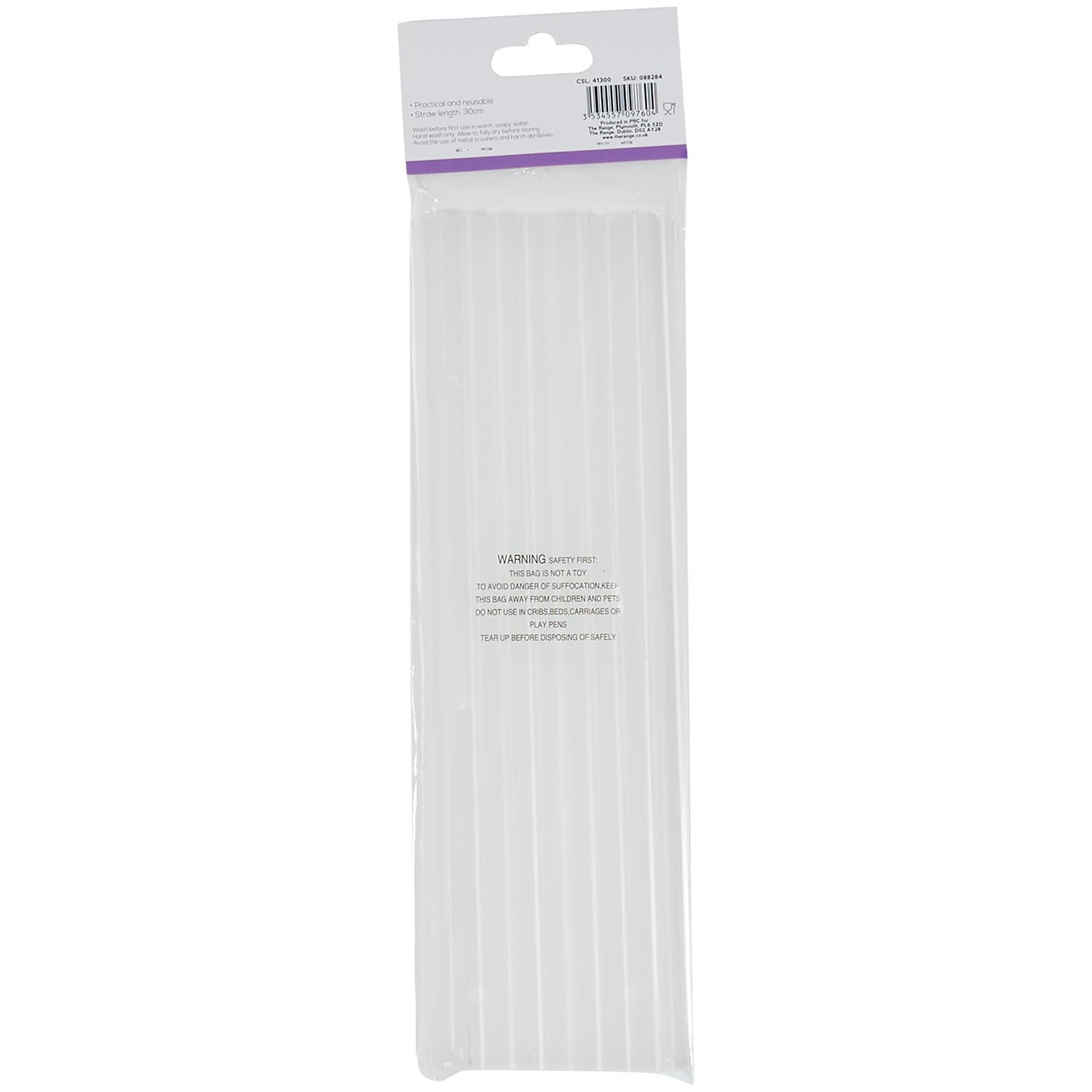 Pack of 8 Reusable Jumbo Plastic Straws - Clear Image 2
