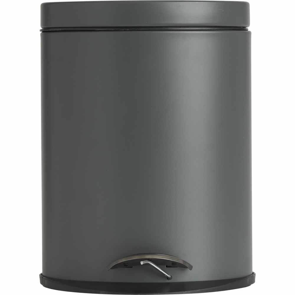 Wilko Grey Oval Pedal Bin Matte 5L Wilko