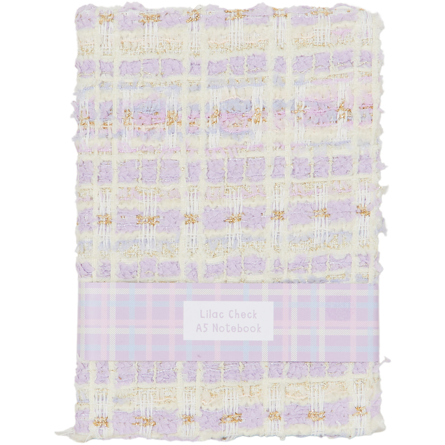 Lilac Check Fabric A5 Notebook - Purple Image 1