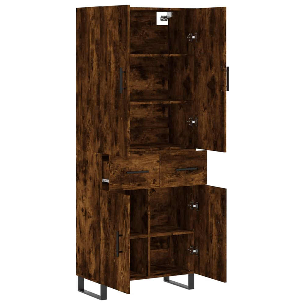 vidaXL 4 Door 2 Drawer Smoked Oak Highboard Image 4