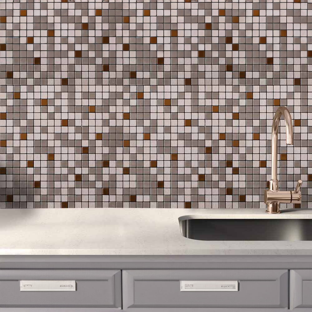 House of Mosaics Riyadh Copper Self Adhesive Mosaic Tile Image 1