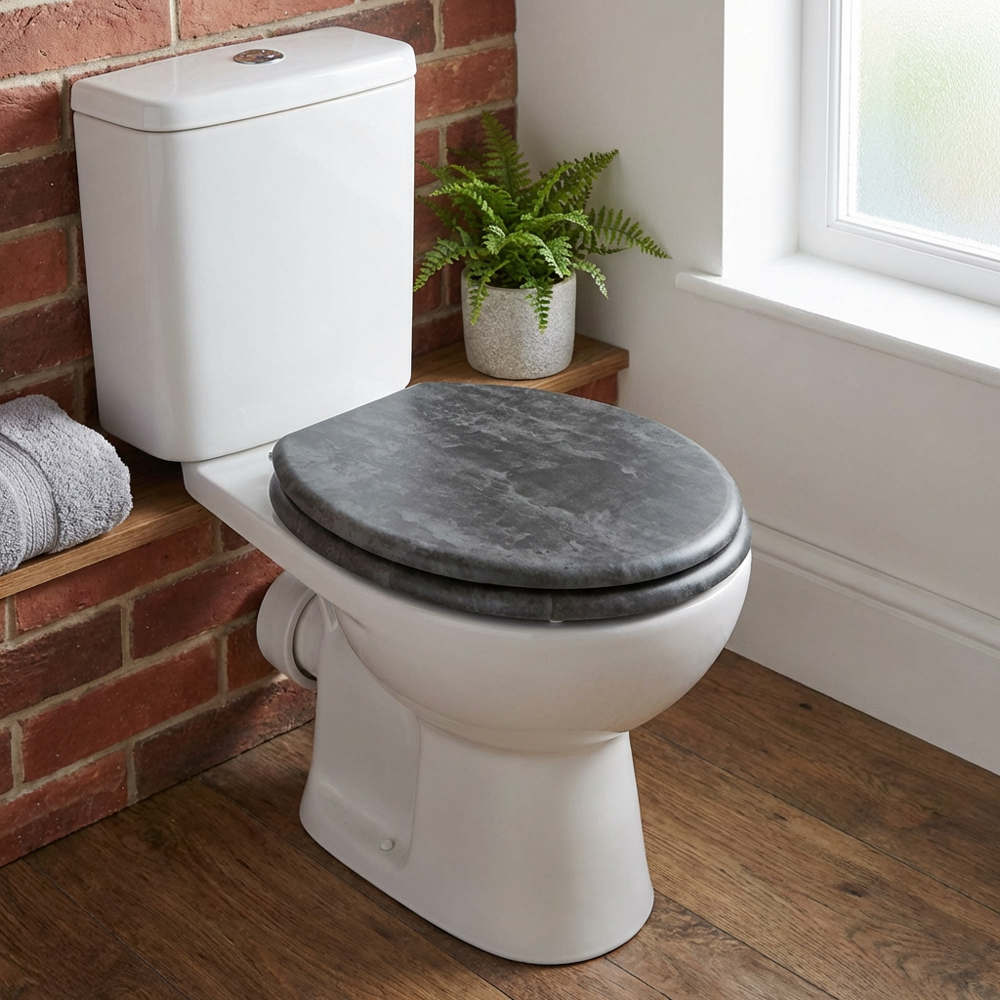 Grey Marble Effect Toilet Seat Image 6