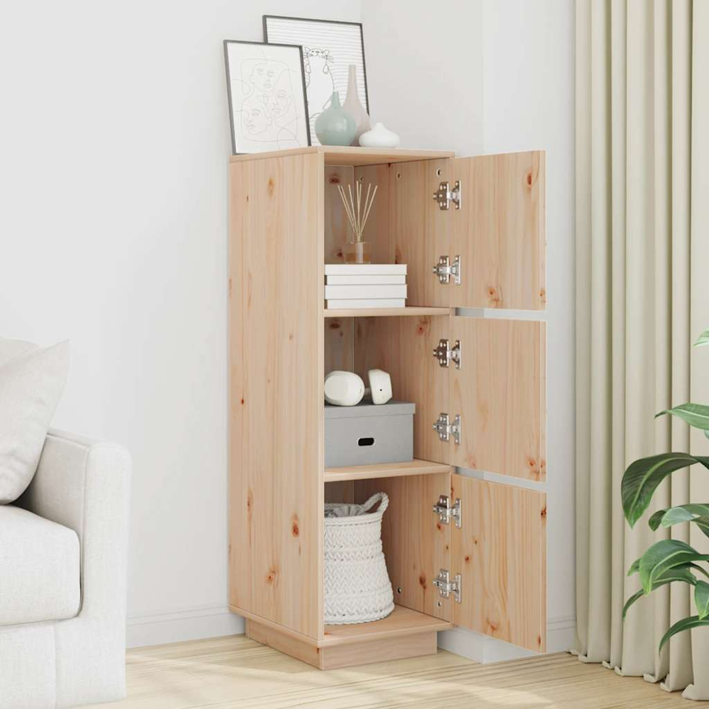 vidaXL 3 Door Natural Solid Pine Wood Highboard Image 9
