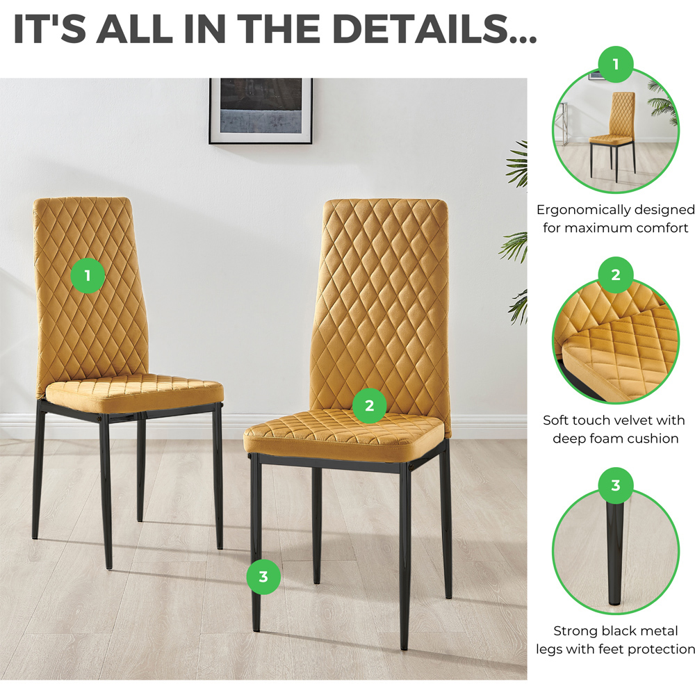 Furniturebox Valera Set of 4 Black Velvet Dining Chair Image 8