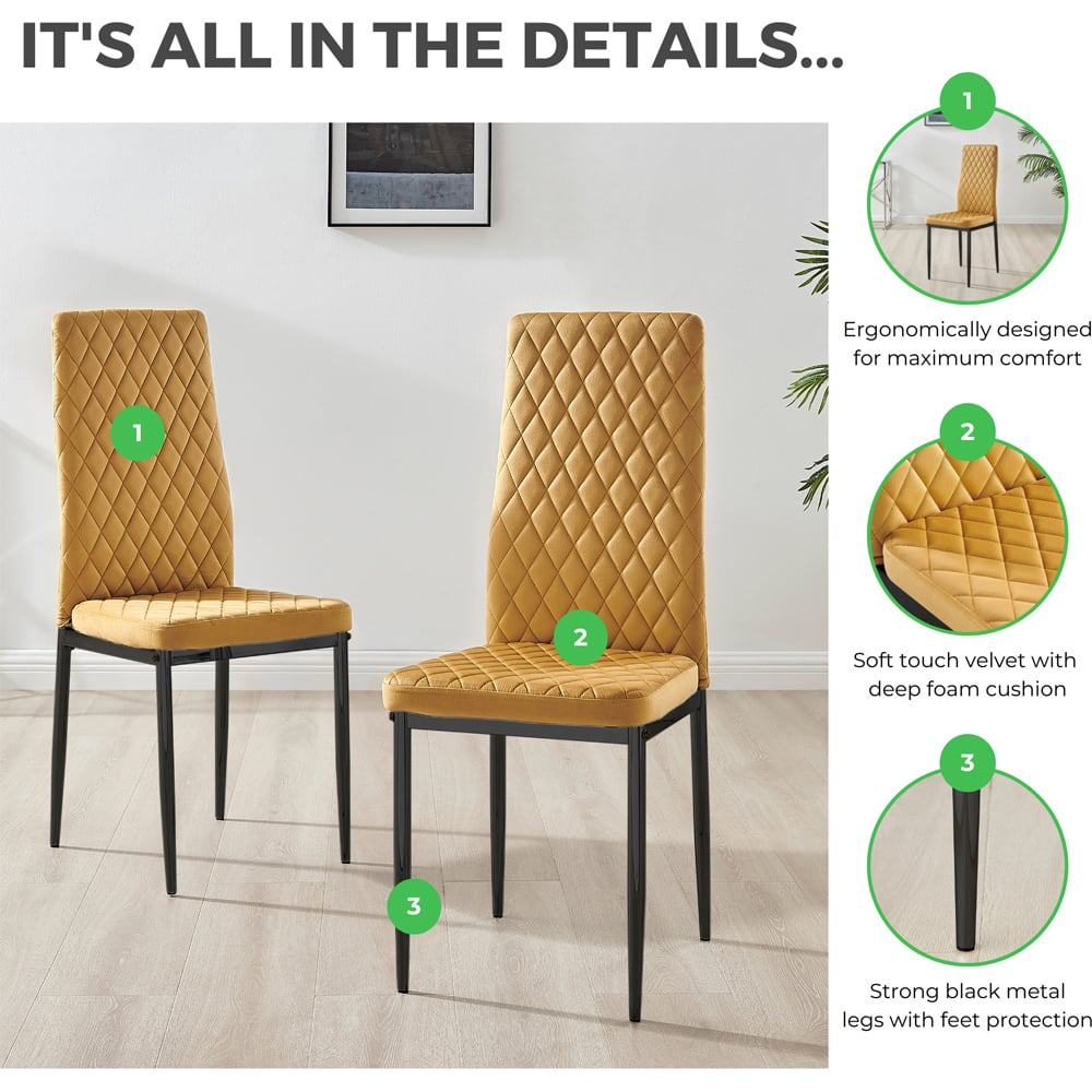 Furniturebox Valera Set of 4 Navy Blue and Black Velvet Dining Chair Image 7