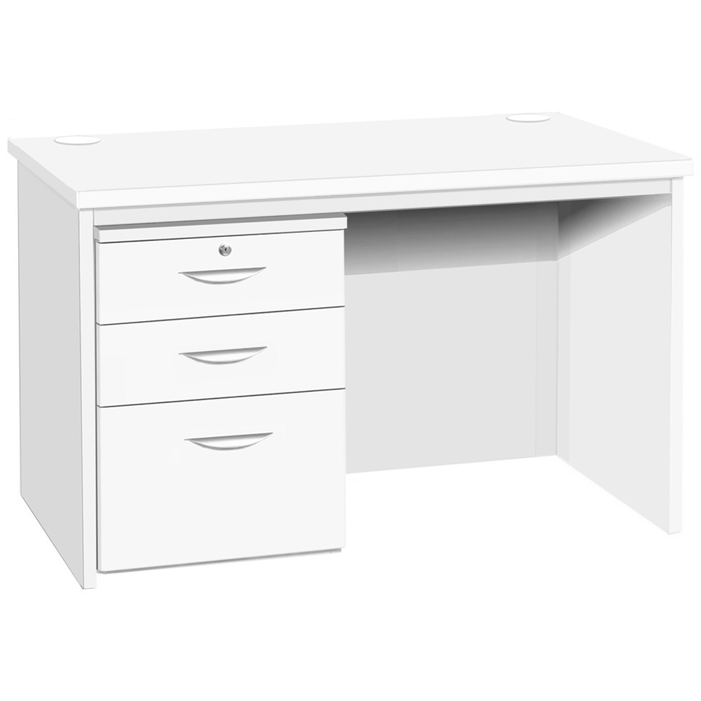 R White Cabinets 3 Drawer Home Office Desk with Hutch White Image 2