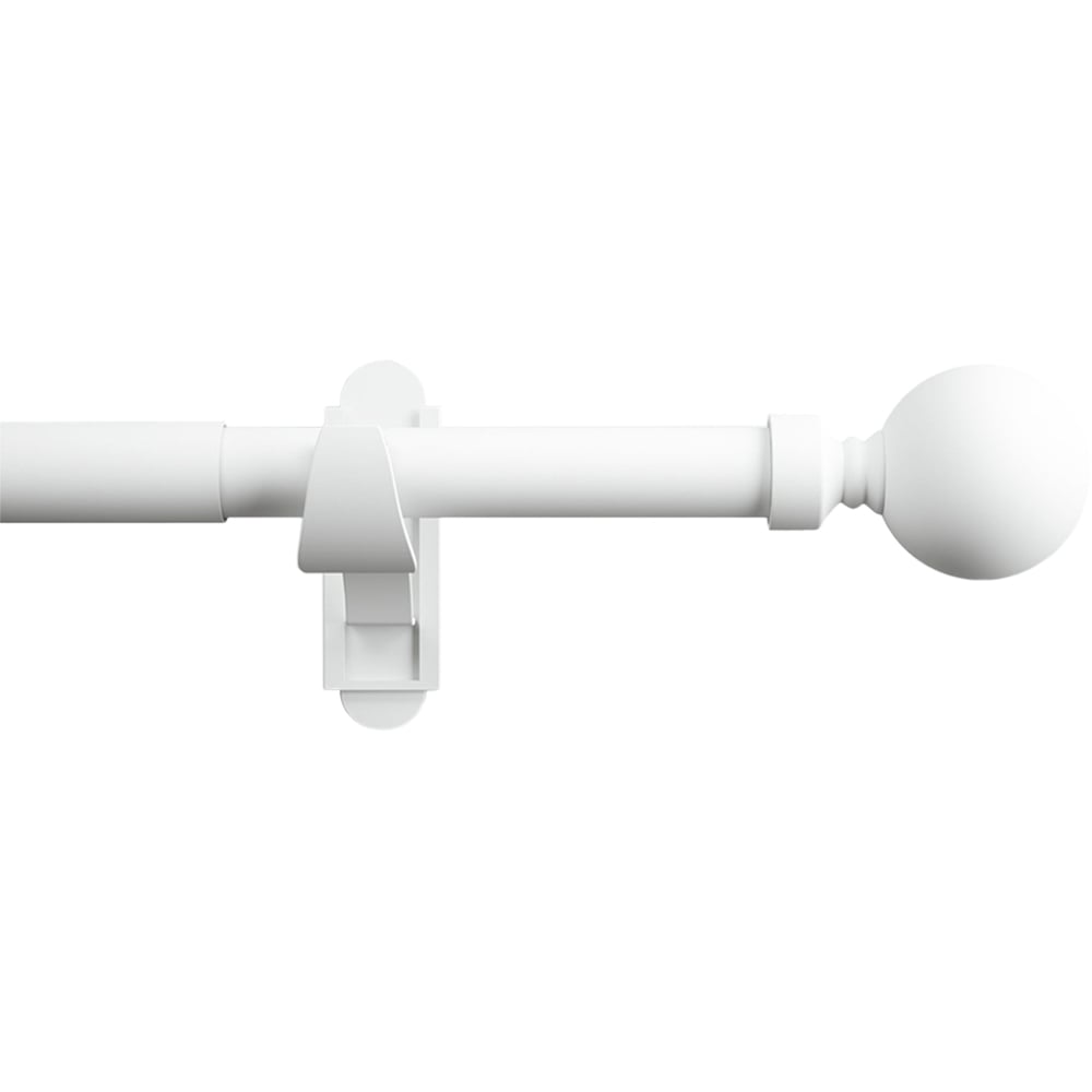 Rothley 165-300cm Matt White Extendable Solid Orb Finials Curtain Pole Image 1