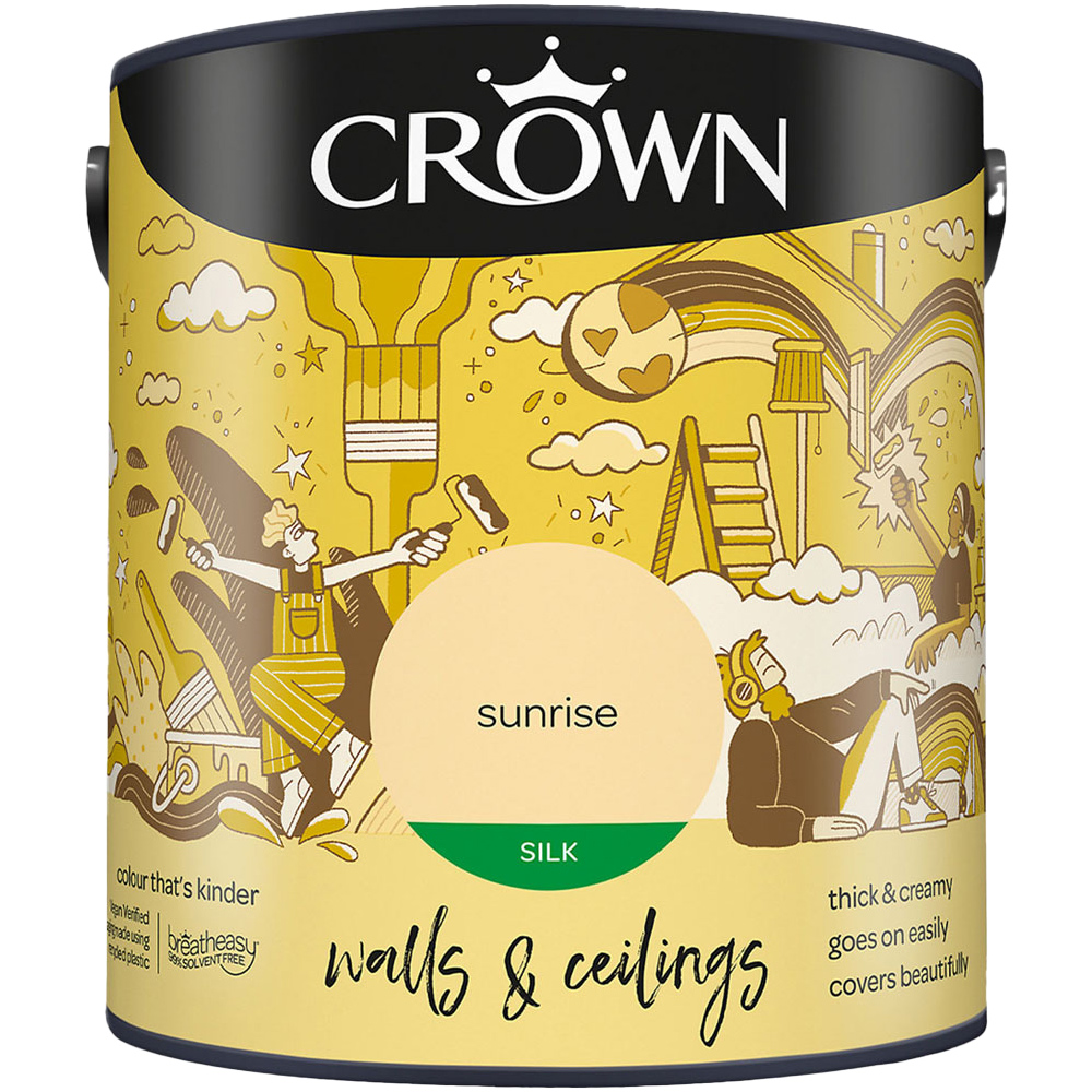 Crown Breatheasy Walls & Ceilings Sunrise Silk Emulsion Paint 2.5L Image 2