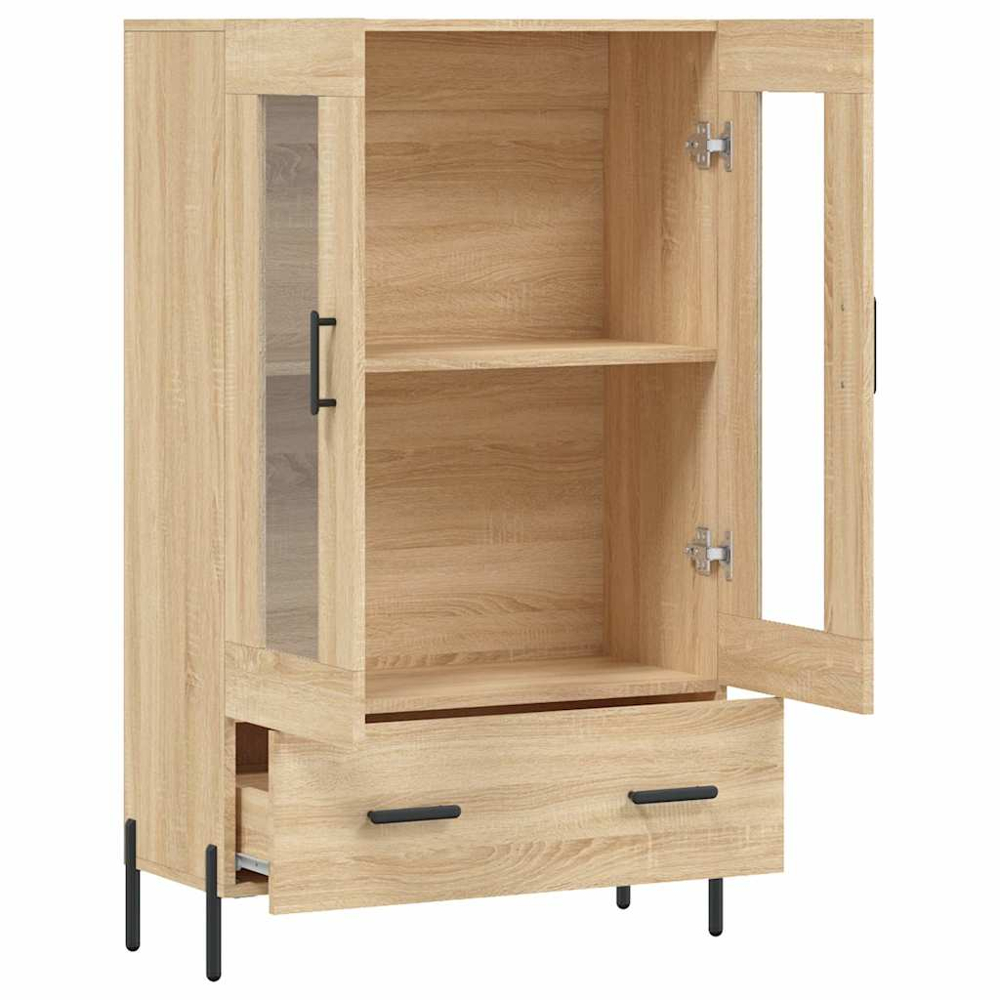 vidaXL 2 Glass Door Single Drawer Sonoma Oak Highboard Image 5