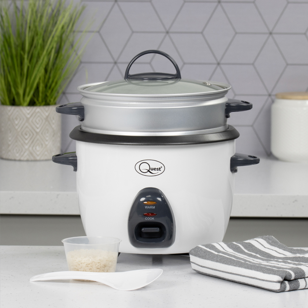 Quest 3 in 1 White 1L Rice Cooker and Steamer 400W Wilko