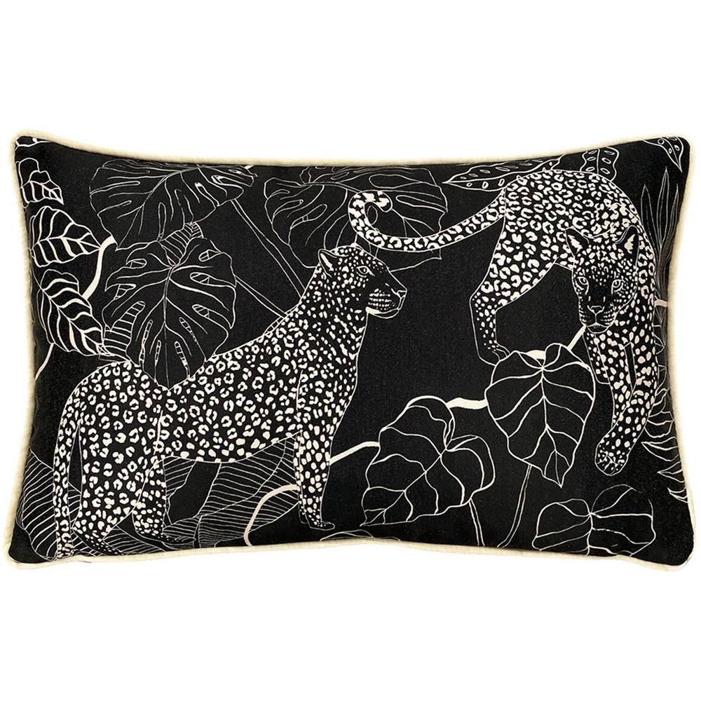 furn. Aurora Blush and Black Leopard Rectangular Cushion Image 1