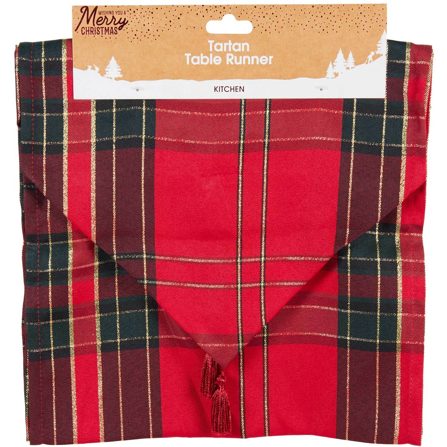 Traditional Tartan Table Runner - Red Image 1
