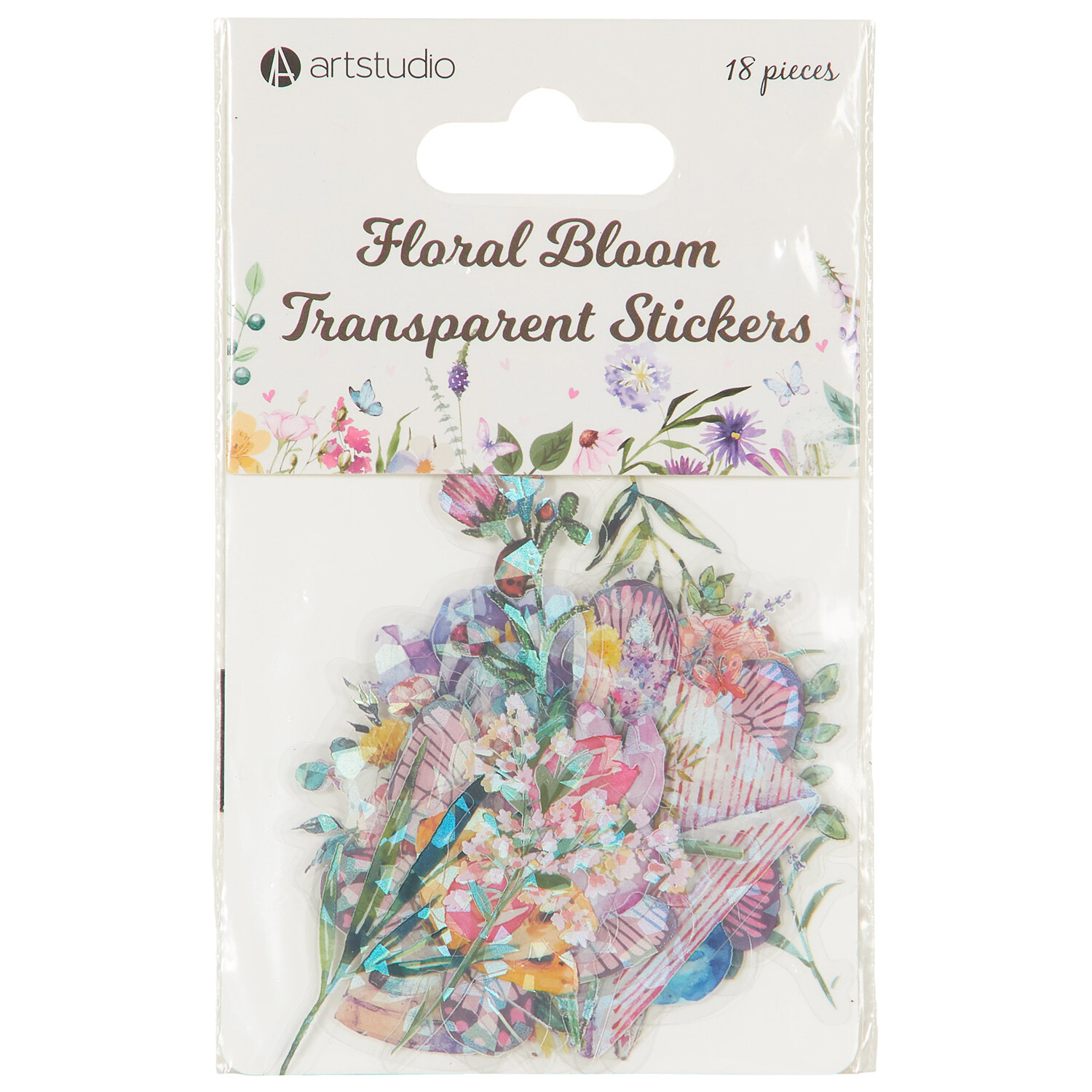 Pack of 18 Floral Bloom Transparent Stickers - Multicolour Image 1