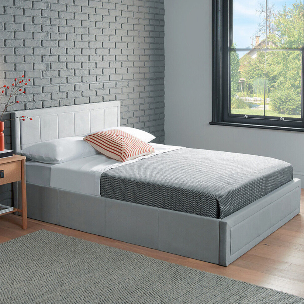 Home Treats Small Double Velvet Ottoman Bed Frame With Storage and Mattress Image 1