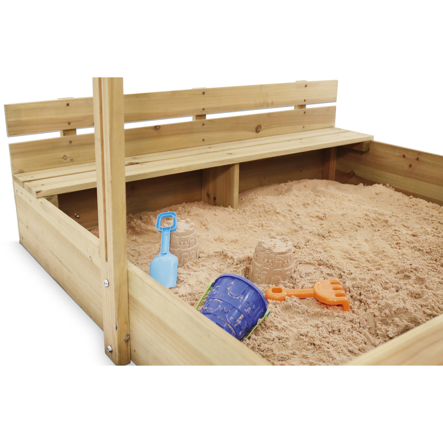 Wooden Sandpit with Canopy - Natural Image 2