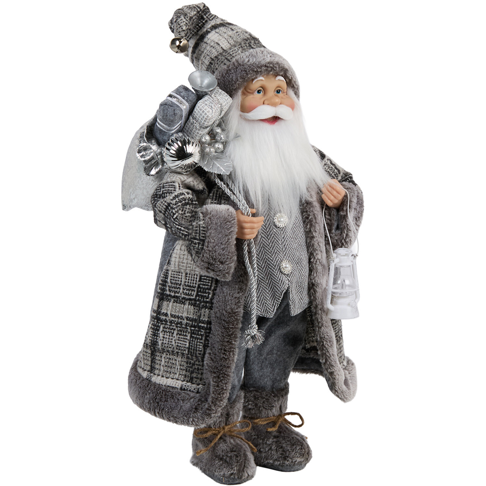 Scandi Standing Santa Decoration Grey Image 3