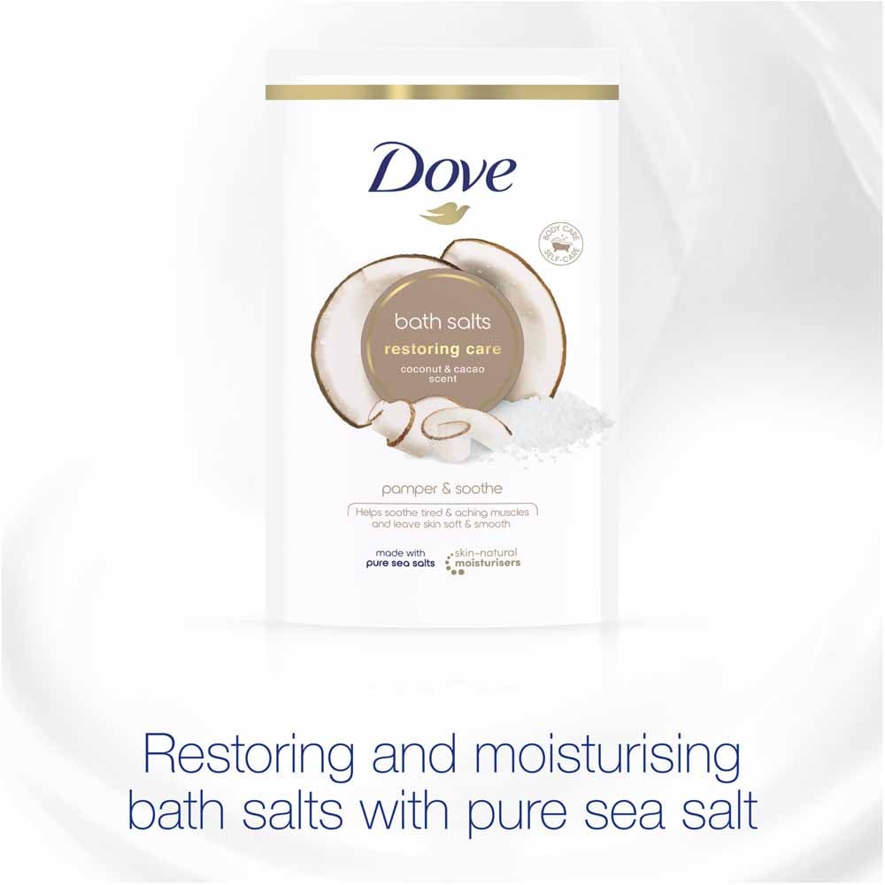 Dove Coconut and Cacao Restoring Care Bath Salts Case of 4 x 900g Image 4