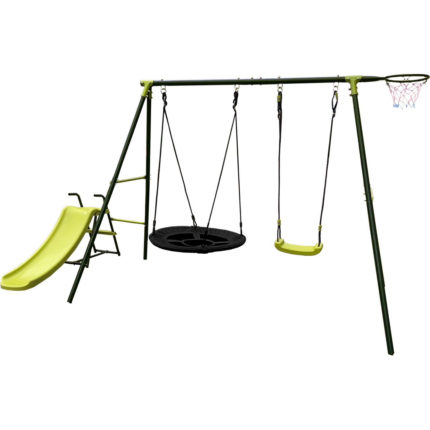 Double Swing with Slide Playset - Green Image