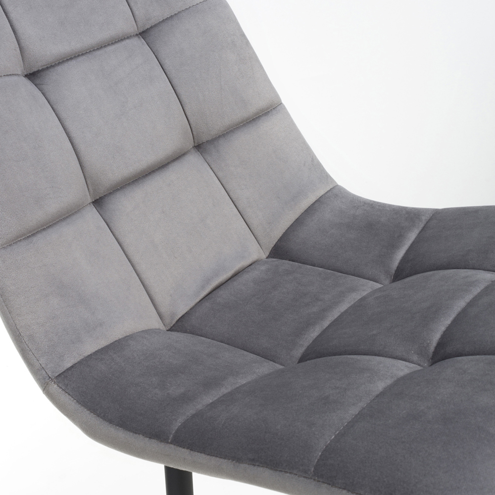 Madison Set of 4 Grey Brushed Velvet Dining Chair Image 4