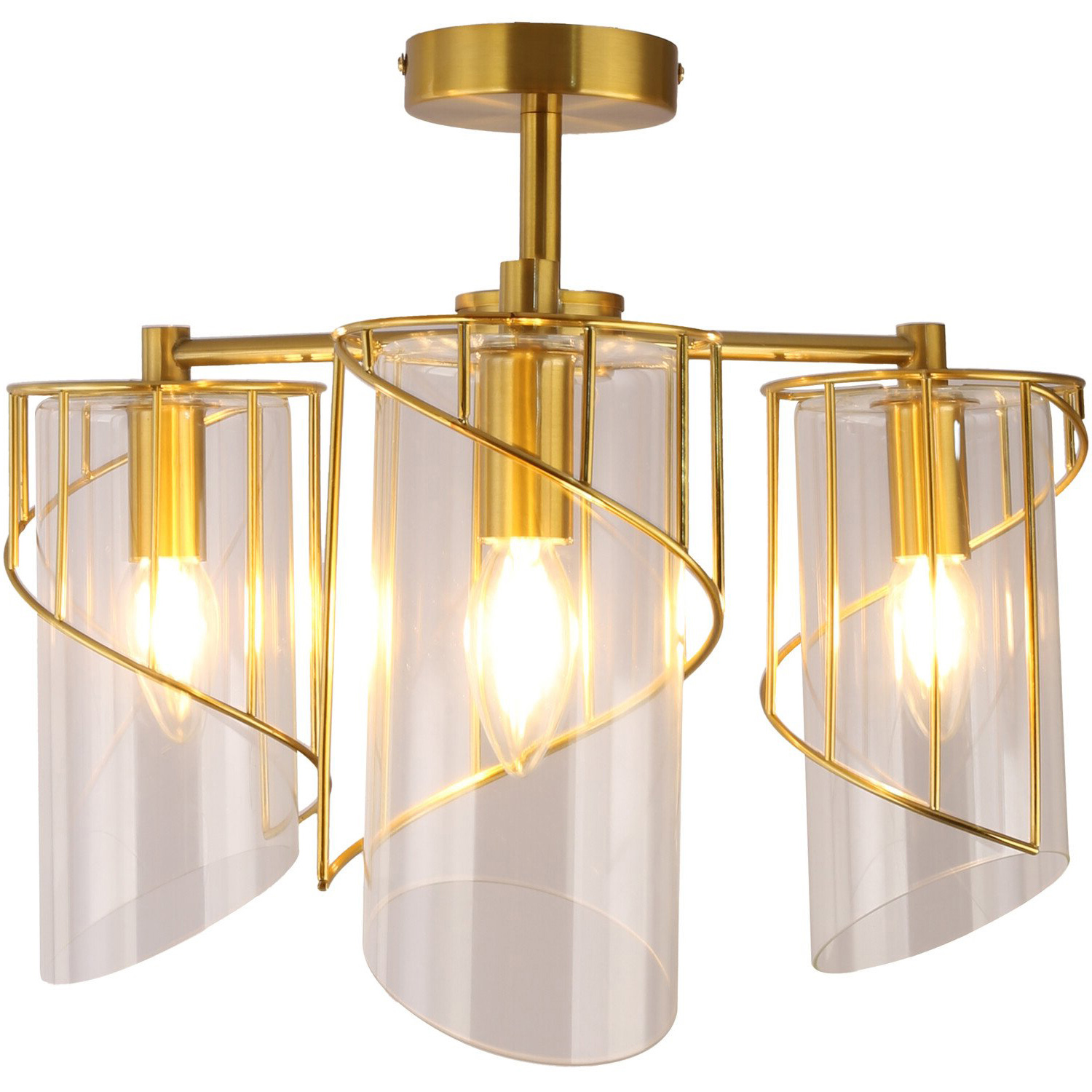 Georgie 3 Arm Flush Ceiling Fitting Brass Image 5